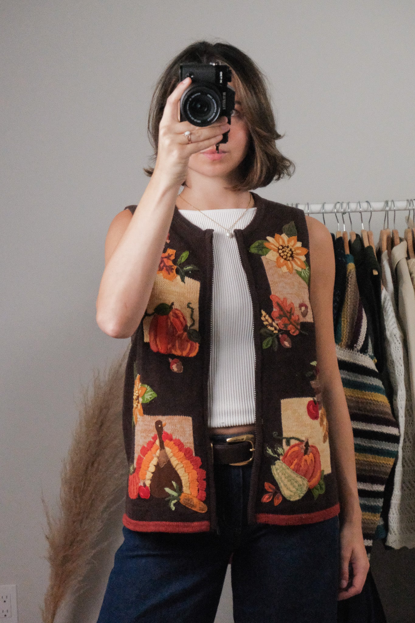 Vintage x Embroidered Beaded Fall Vest (M)