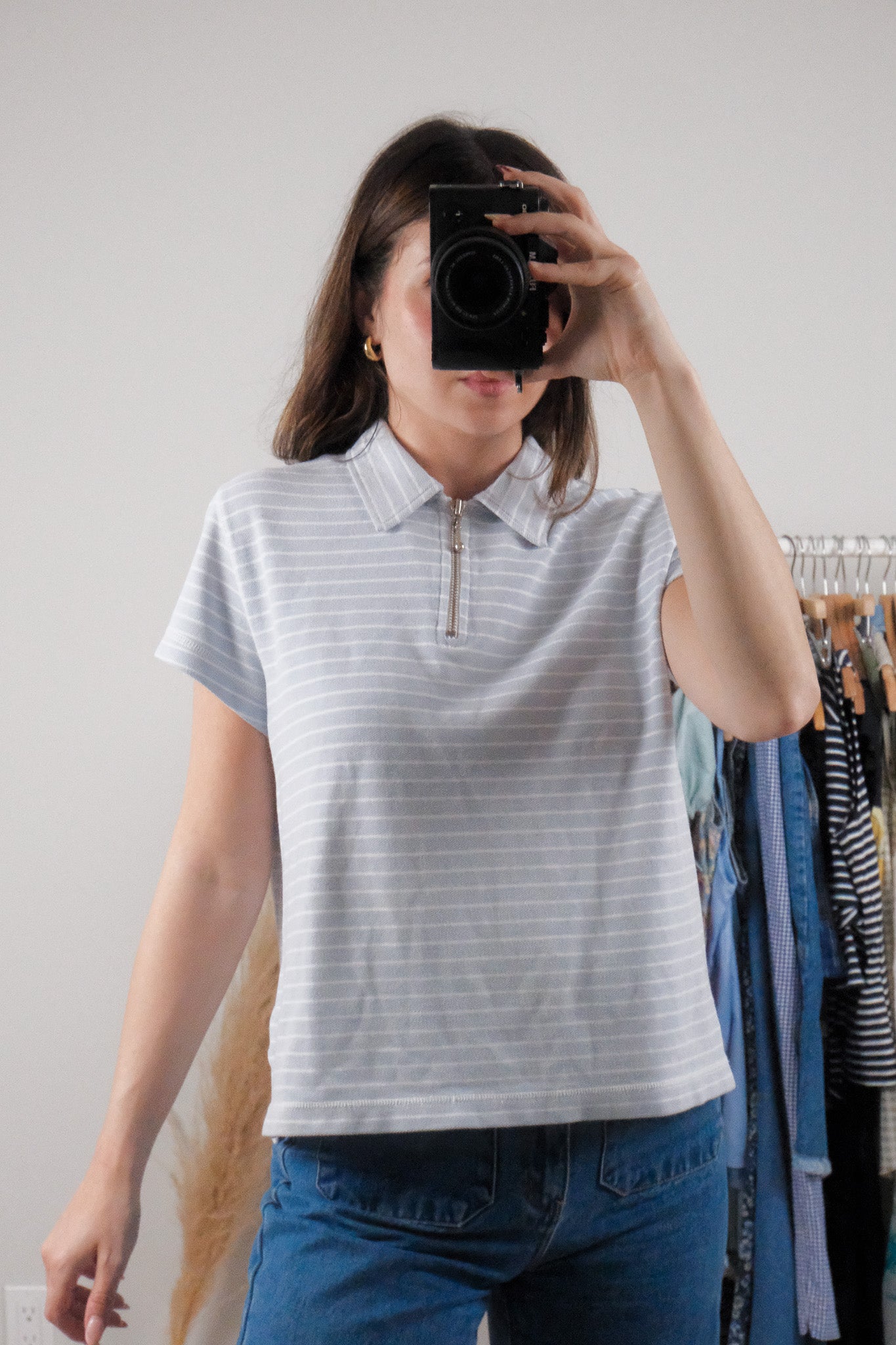 Vintage x Striped Collared Top (M/L)
