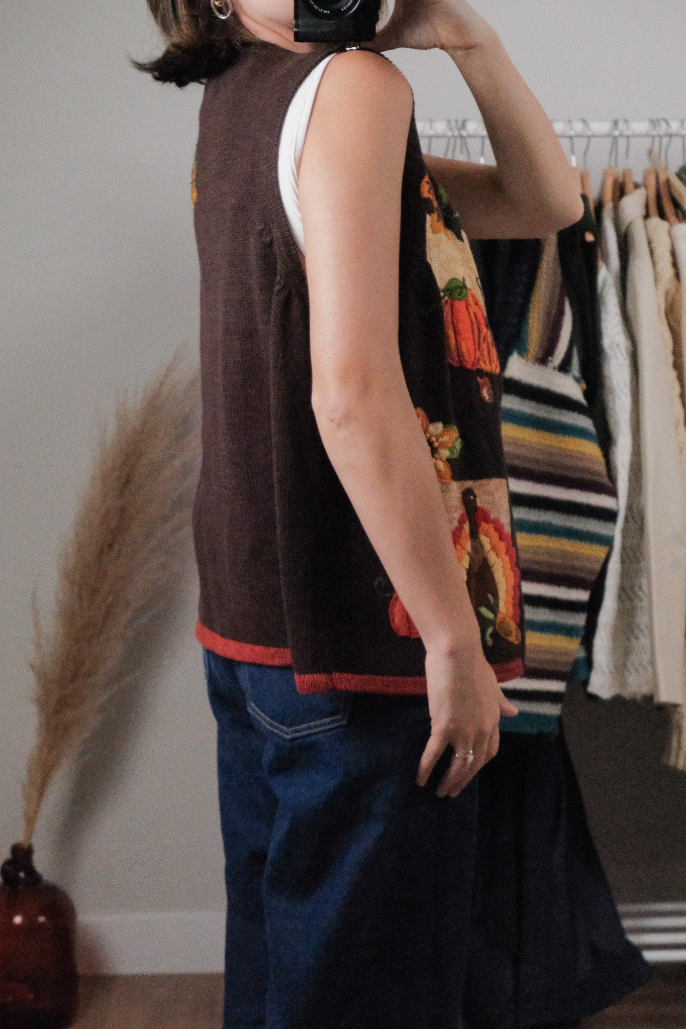 Vintage x Embroidered Beaded Fall Vest (M)