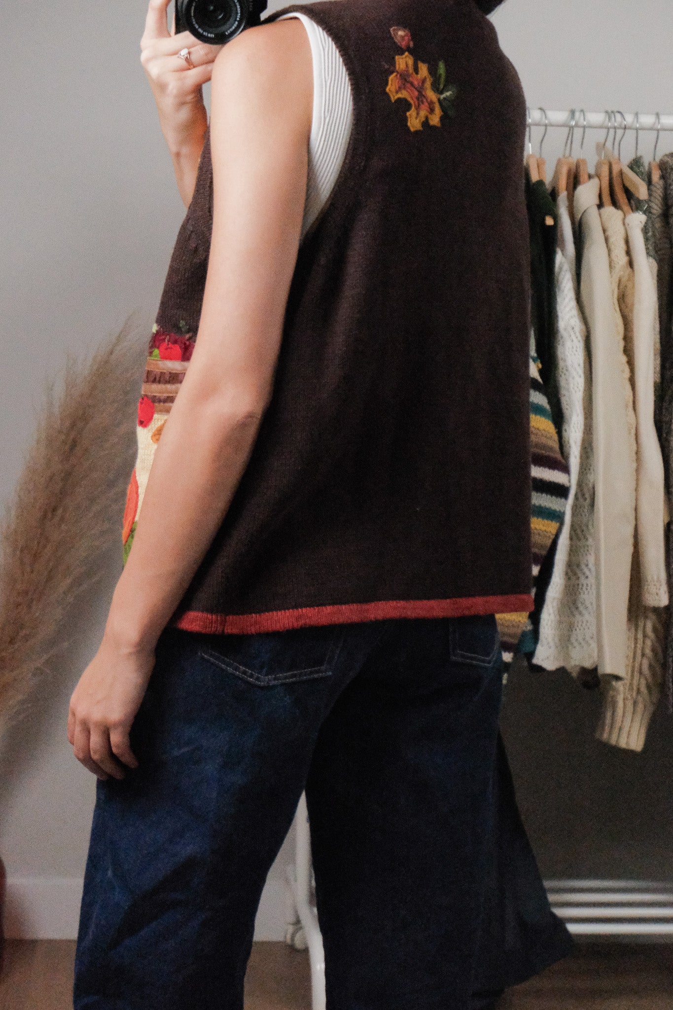Vintage x Embroidered Beaded Fall Vest (M)