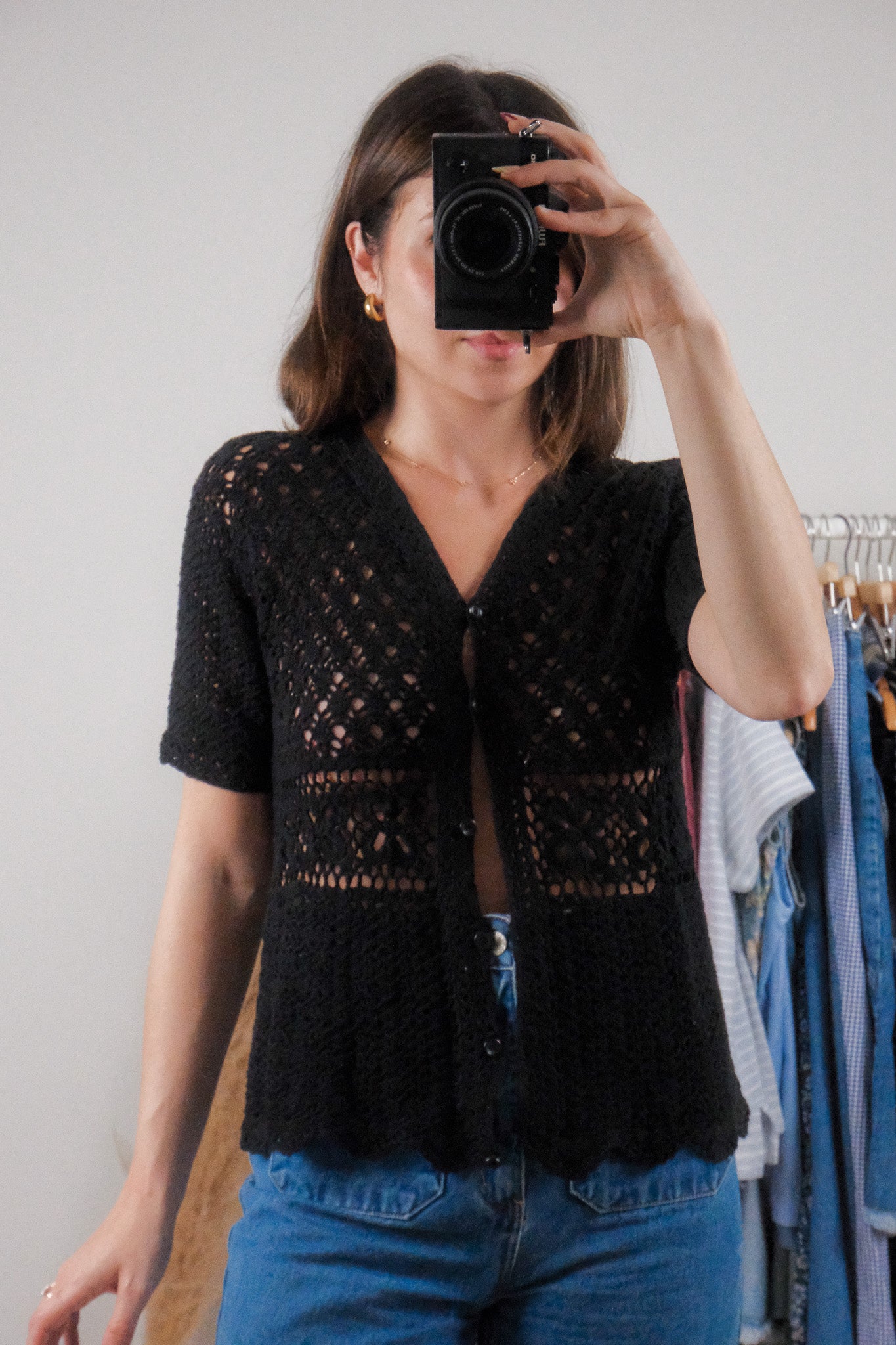 Made in Korea x Vintage x Cotton Crochet Top (M)