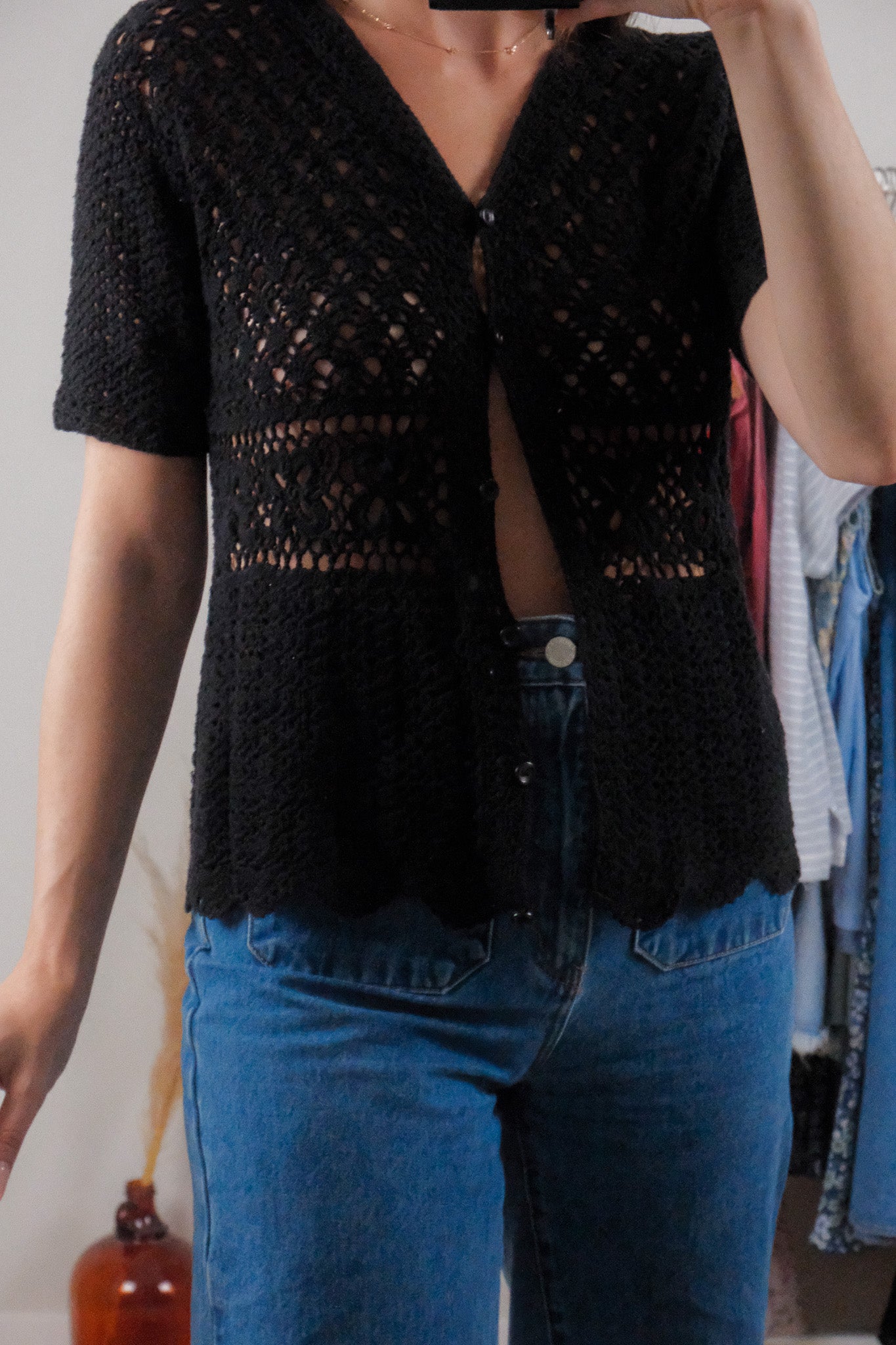Made in Korea x Vintage x Cotton Crochet Top (M)