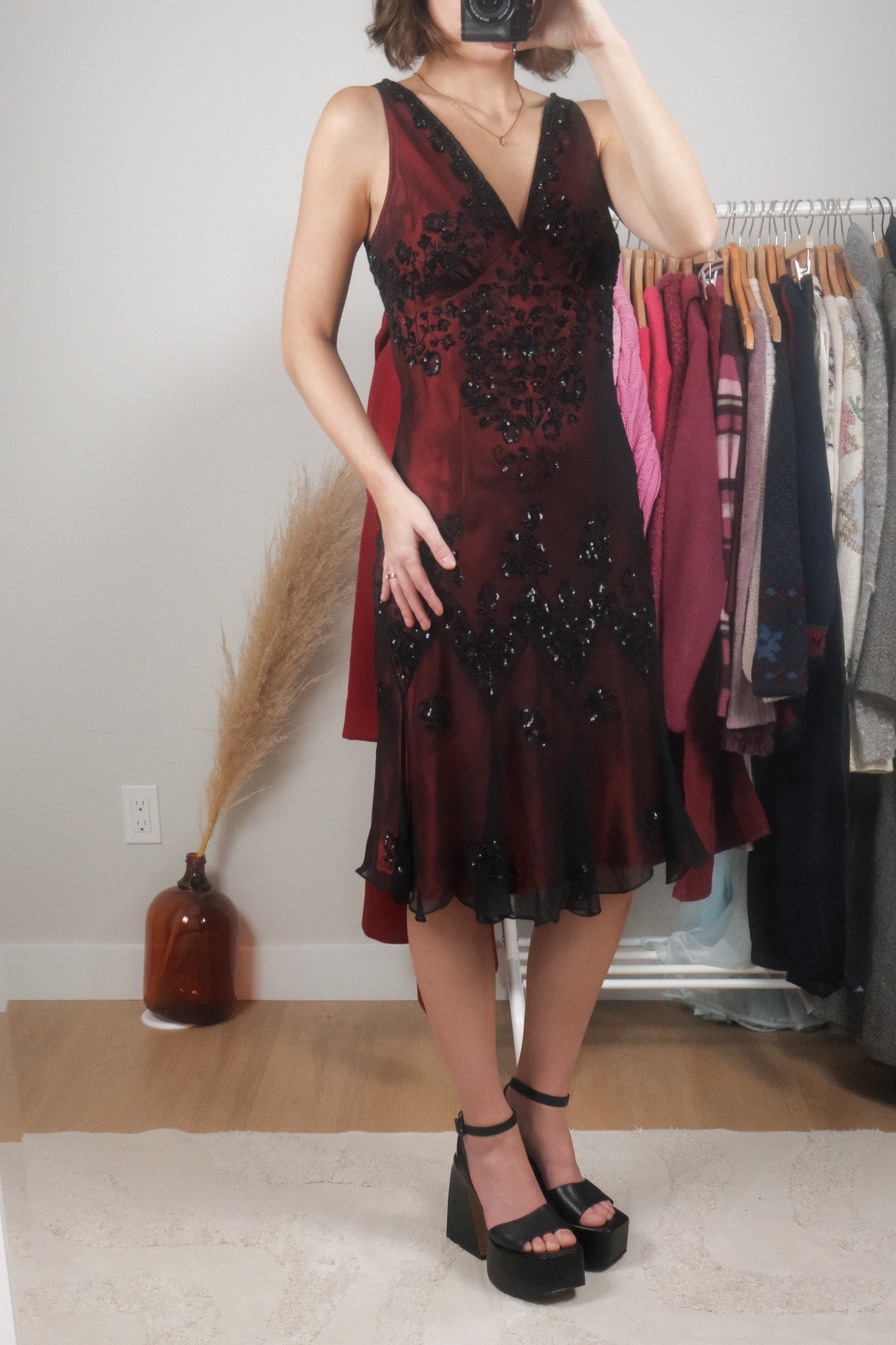 Vintage x Silk Beaded Midi Dress (6)