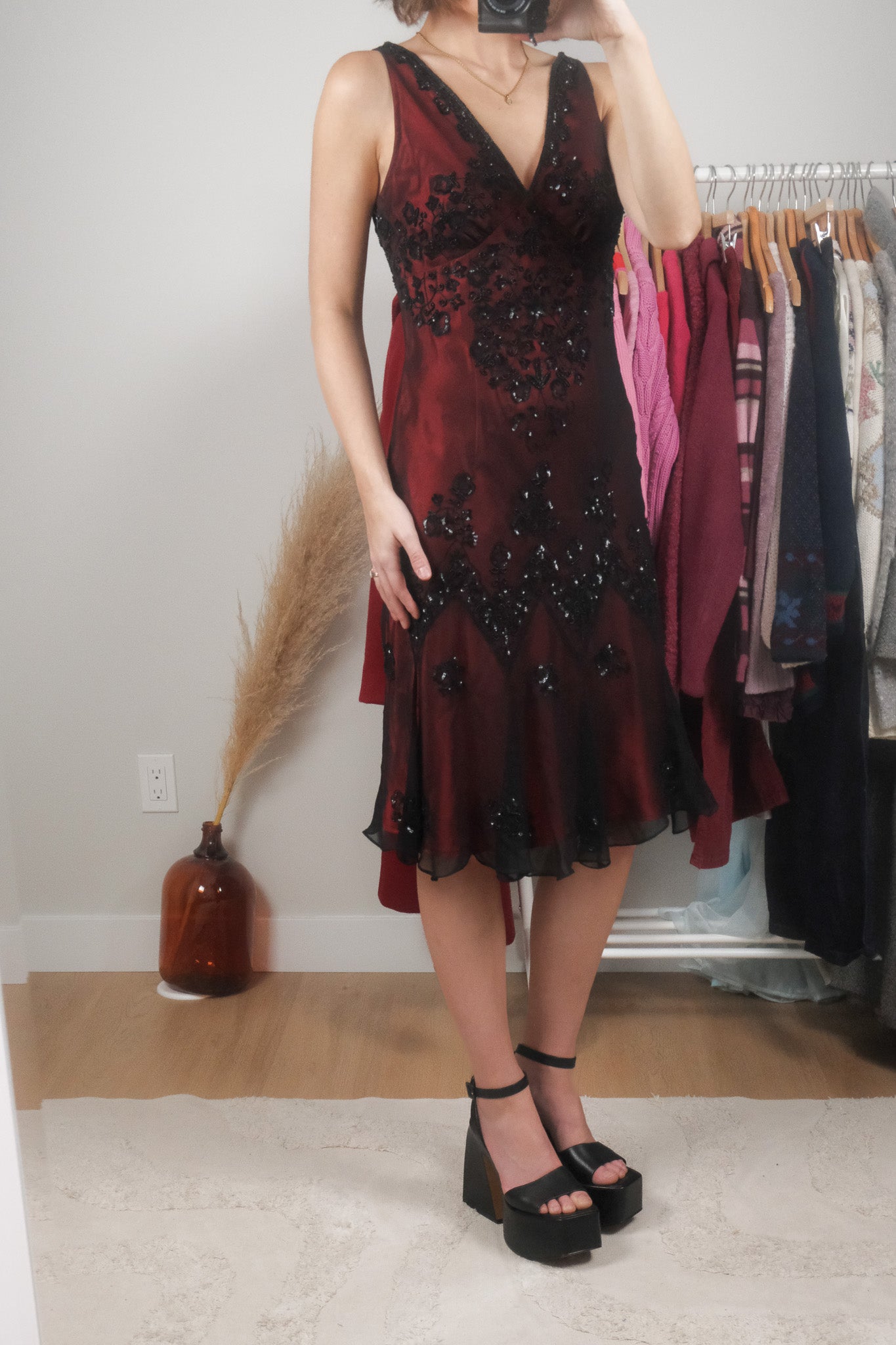 Vintage x Silk Beaded Midi Dress (6)