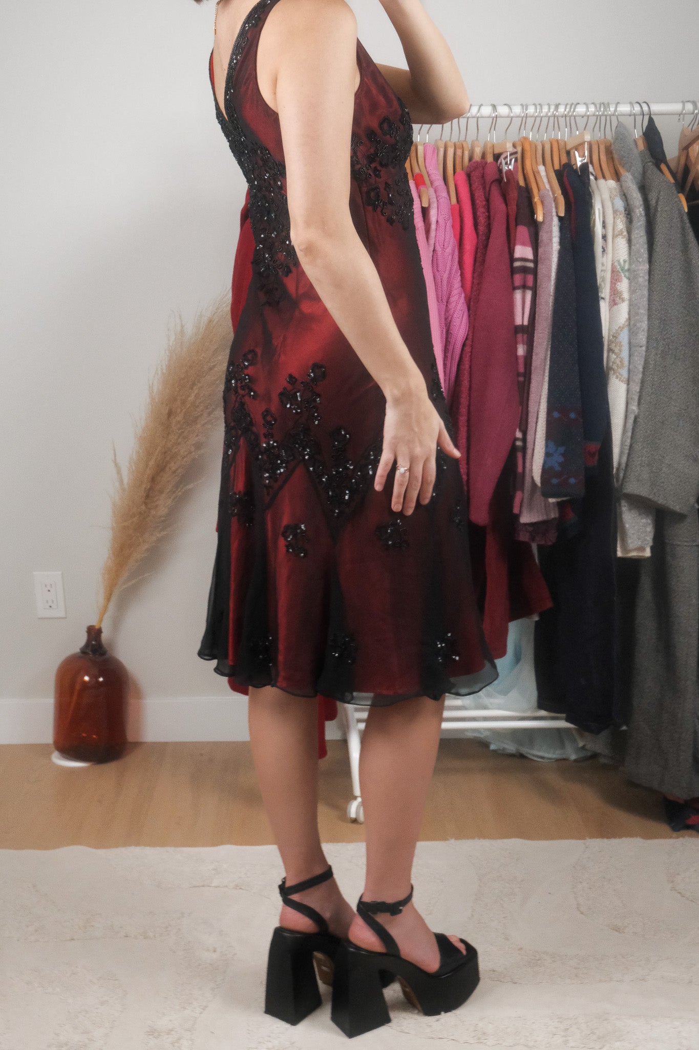 Vintage x Silk Beaded Midi Dress (6)