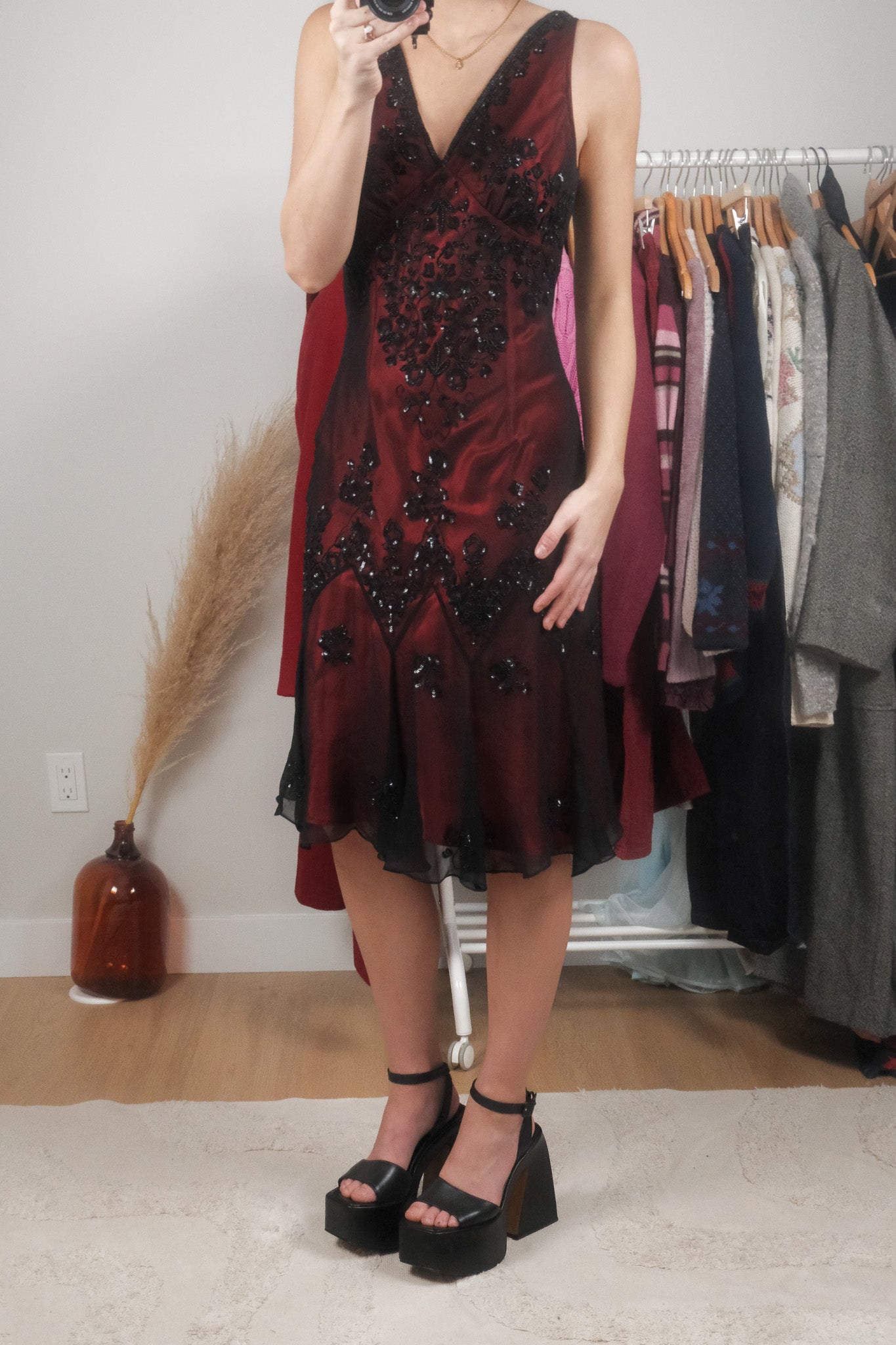 Vintage x Silk Beaded Midi Dress (6)