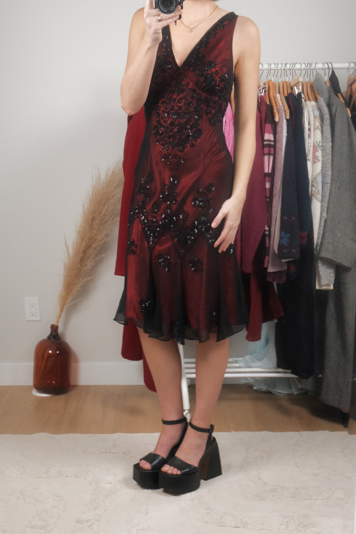 Vintage x Silk Beaded Midi Dress (6)