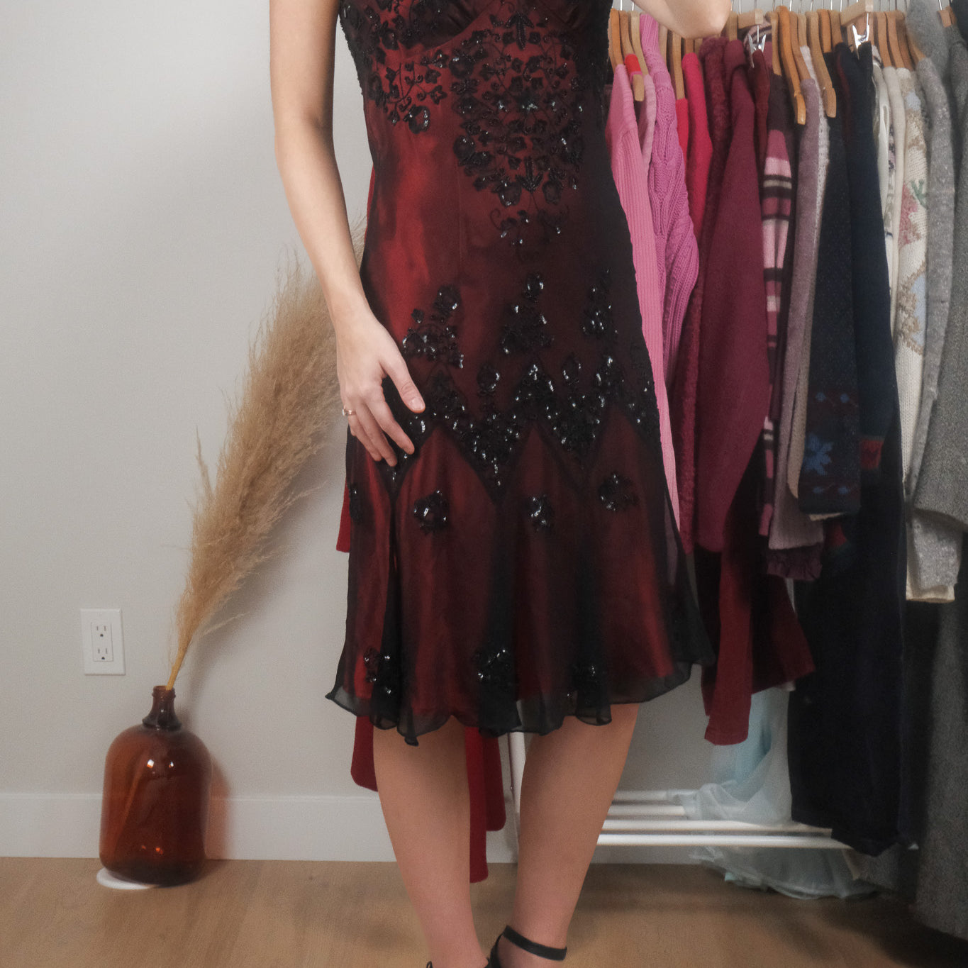 Vintage x Silk Beaded Midi Dress (6)