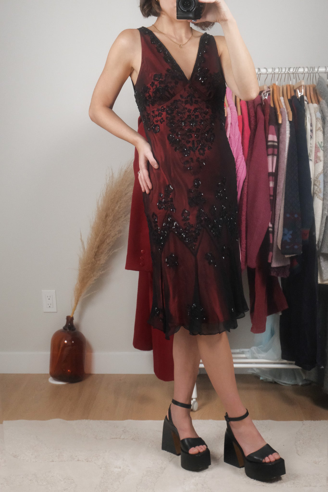 Vintage x Silk Beaded Midi Dress (6)