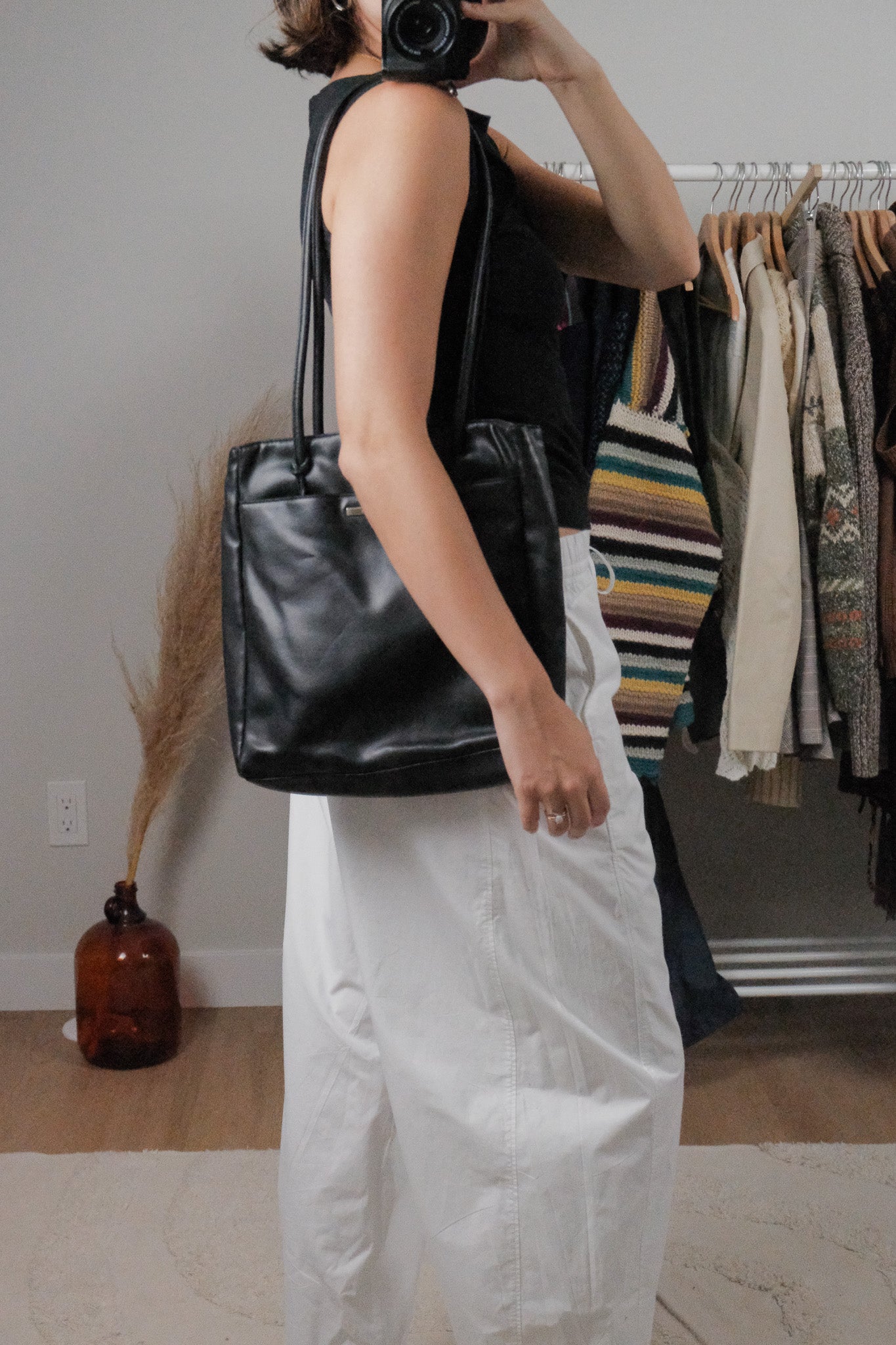 Vintage x Faux Leather Shoulder Bag