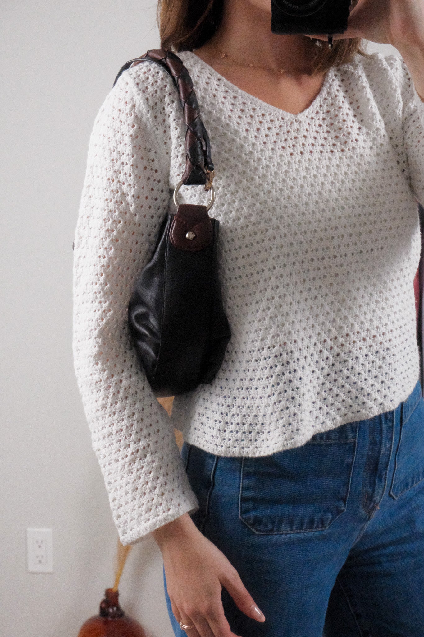 Vintage x Derek Alexander x Slouchy Braided Strap Leather Purse