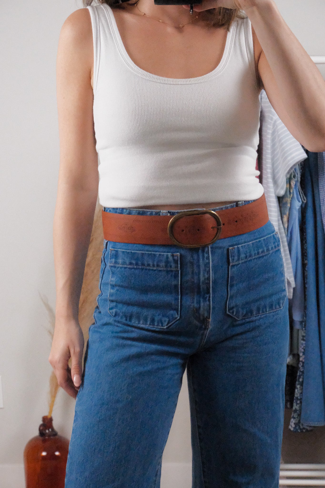 Made in Canada x Vintage x Leather Embossed Belt (S)