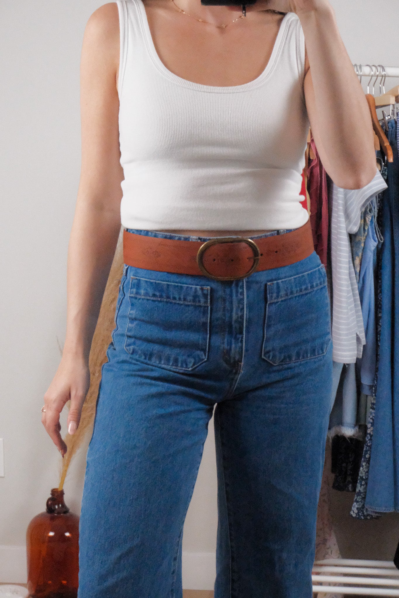 Made in Canada x Vintage x Leather Embossed Belt (S)
