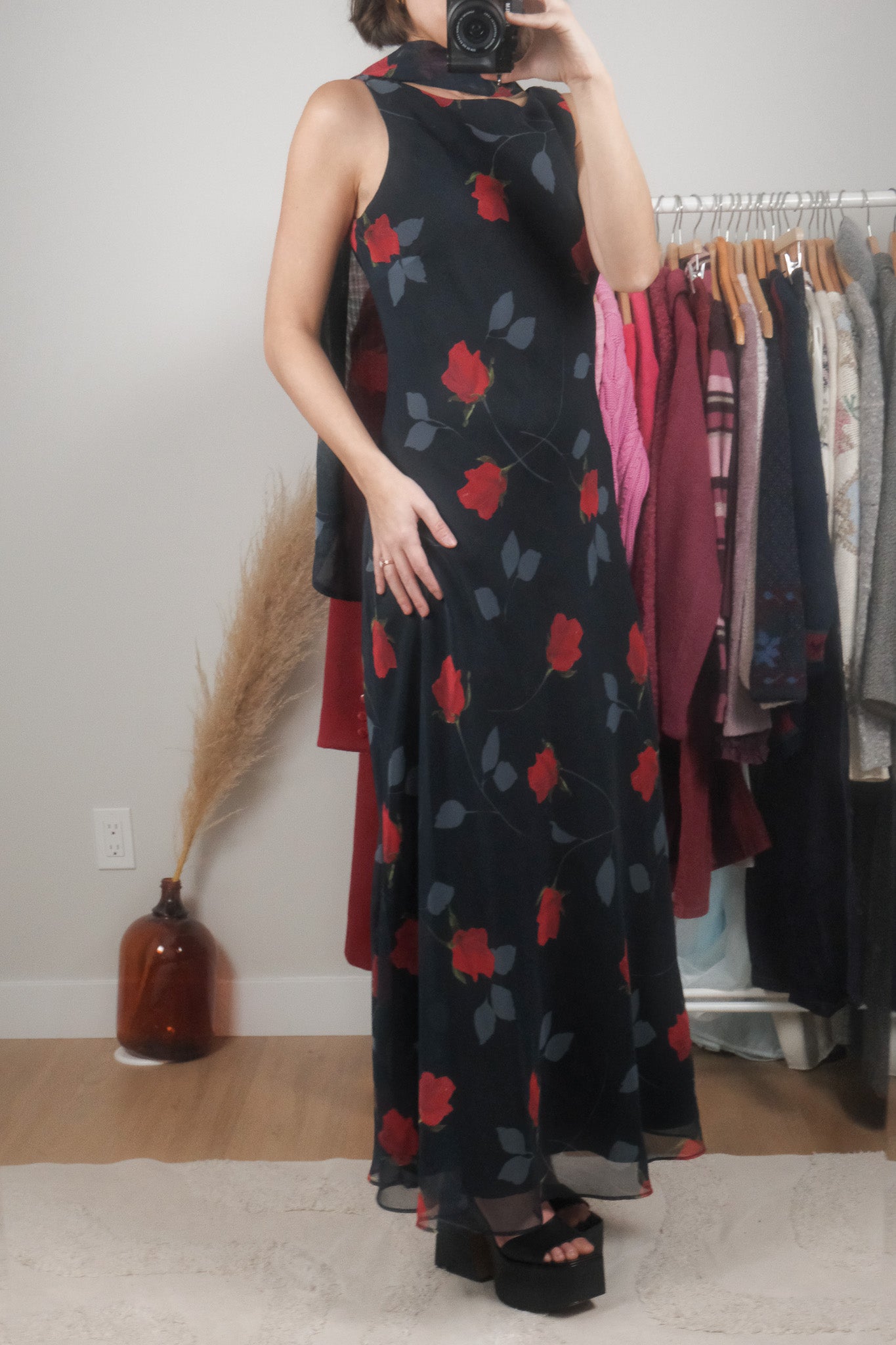 Made in Canada x Vintage x Rose Maxi Dress + Scarf Set (10)