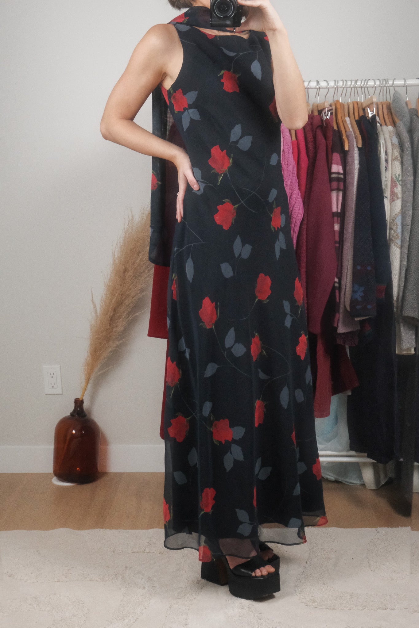 Made in Canada x Vintage x Rose Maxi Dress + Scarf Set (10)