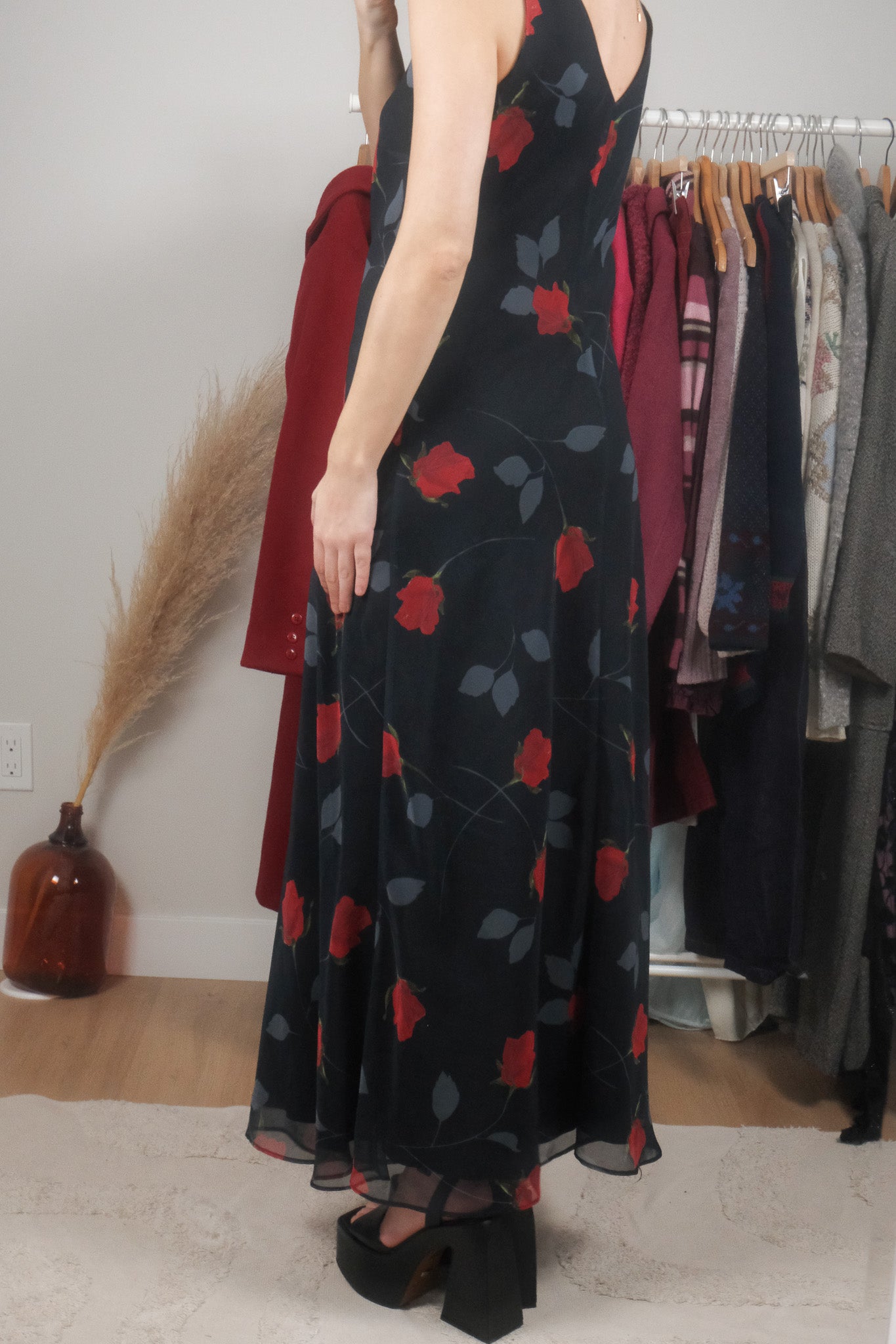 Made in Canada x Vintage x Rose Maxi Dress + Scarf Set (10)
