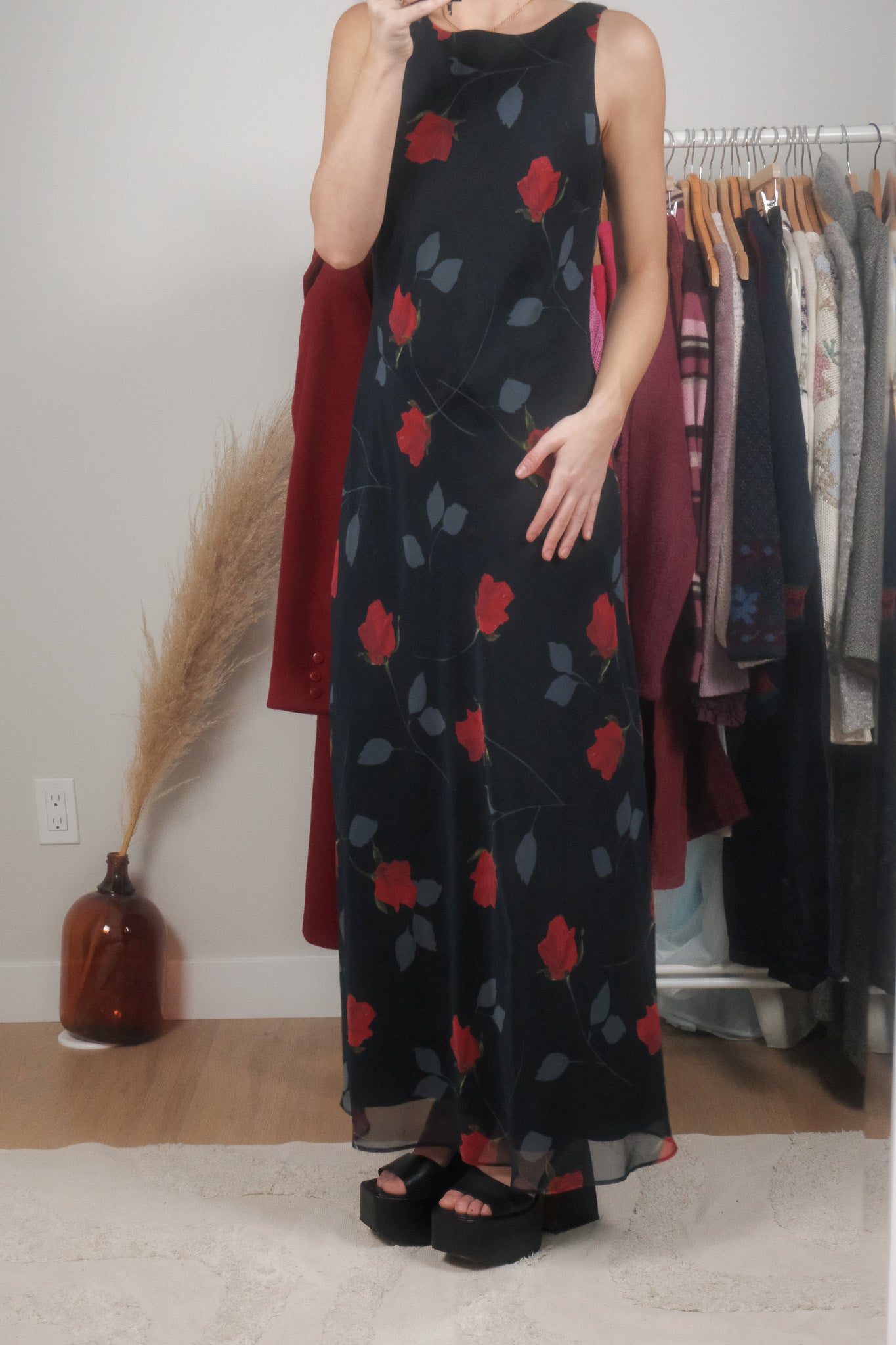 Made in Canada x Vintage x Rose Maxi Dress + Scarf Set (10)