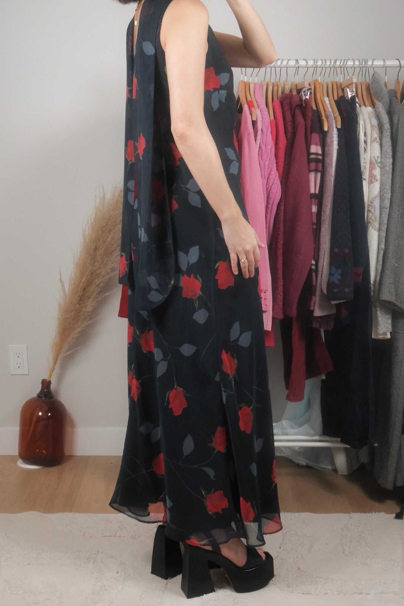 Made in Canada x Vintage x Rose Maxi Dress + Scarf Set (10)