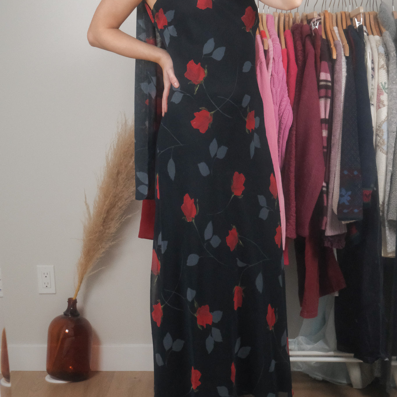 Made in Canada x Vintage x Rose Maxi Dress + Scarf Set (10)