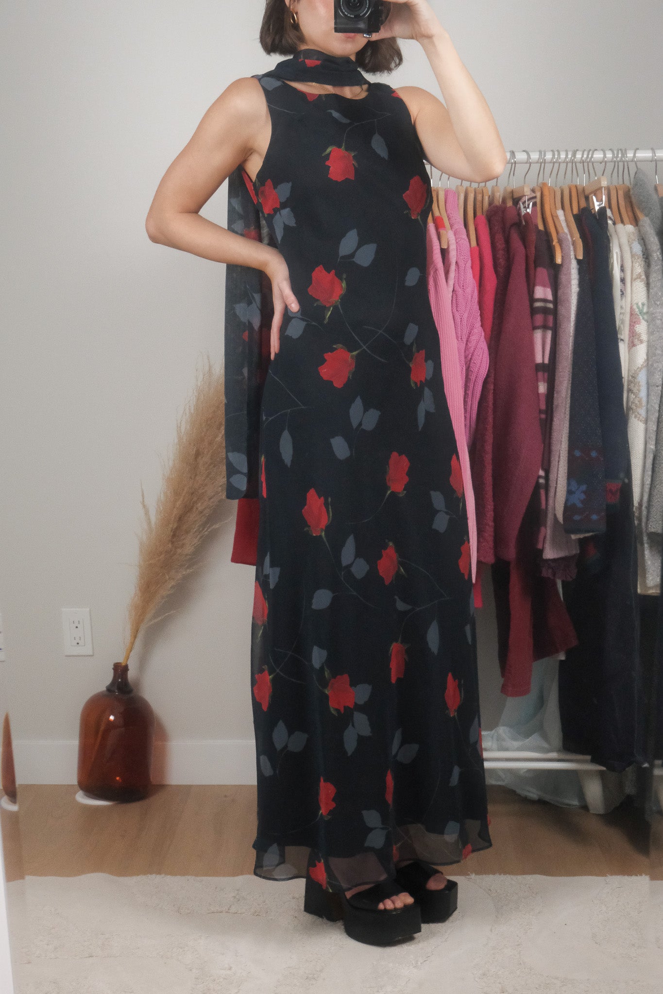 Made in Canada x Vintage x Rose Maxi Dress + Scarf Set (10)