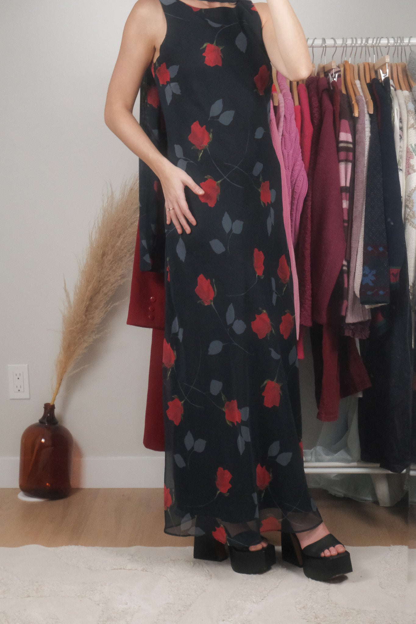 Made in Canada x Vintage x Rose Maxi Dress + Scarf Set (10)