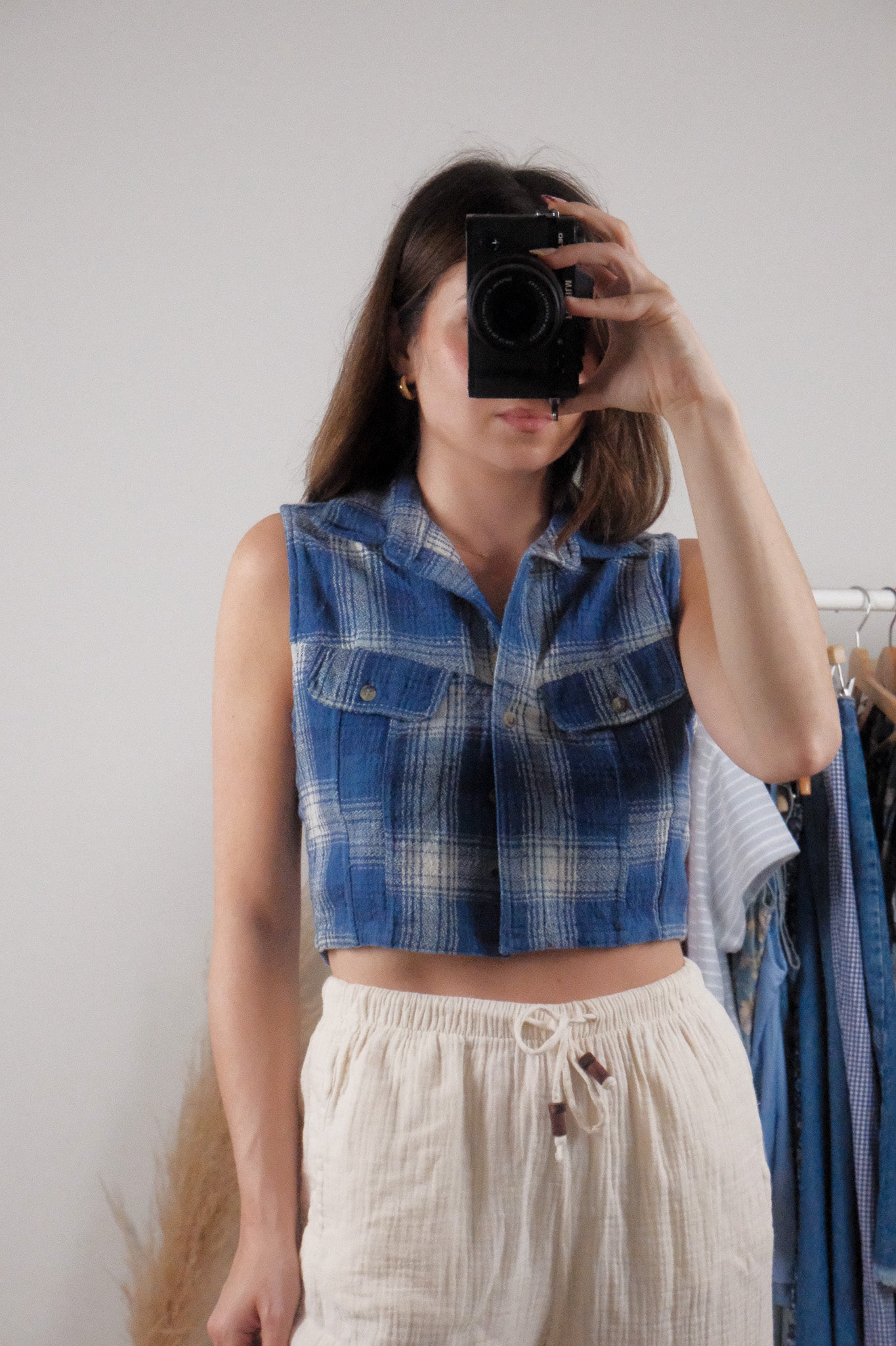 Vintage x Cotton Cropped Plaid Tank (S)