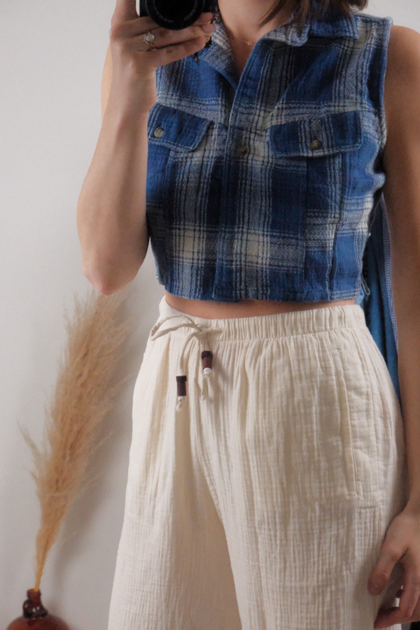 Vintage x Cotton Cropped Plaid Tank (S)