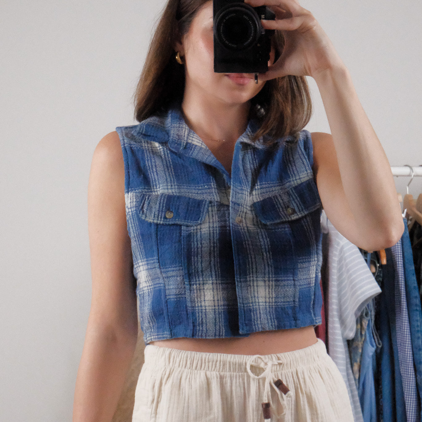Vintage x Cotton Cropped Plaid Tank (S)
