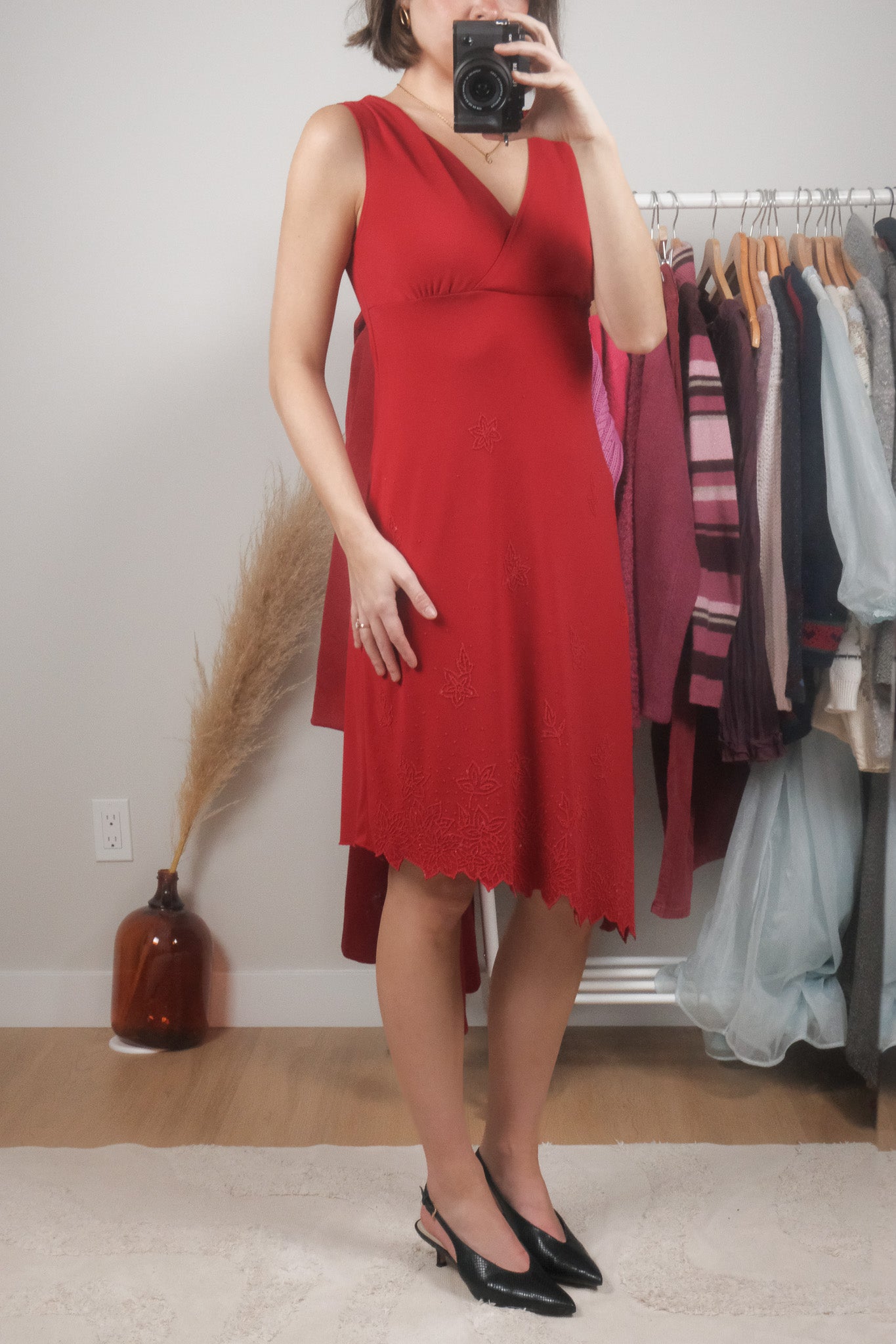 Vintage x Beaded/Sequin Asymmetrical Midi Dress (S)