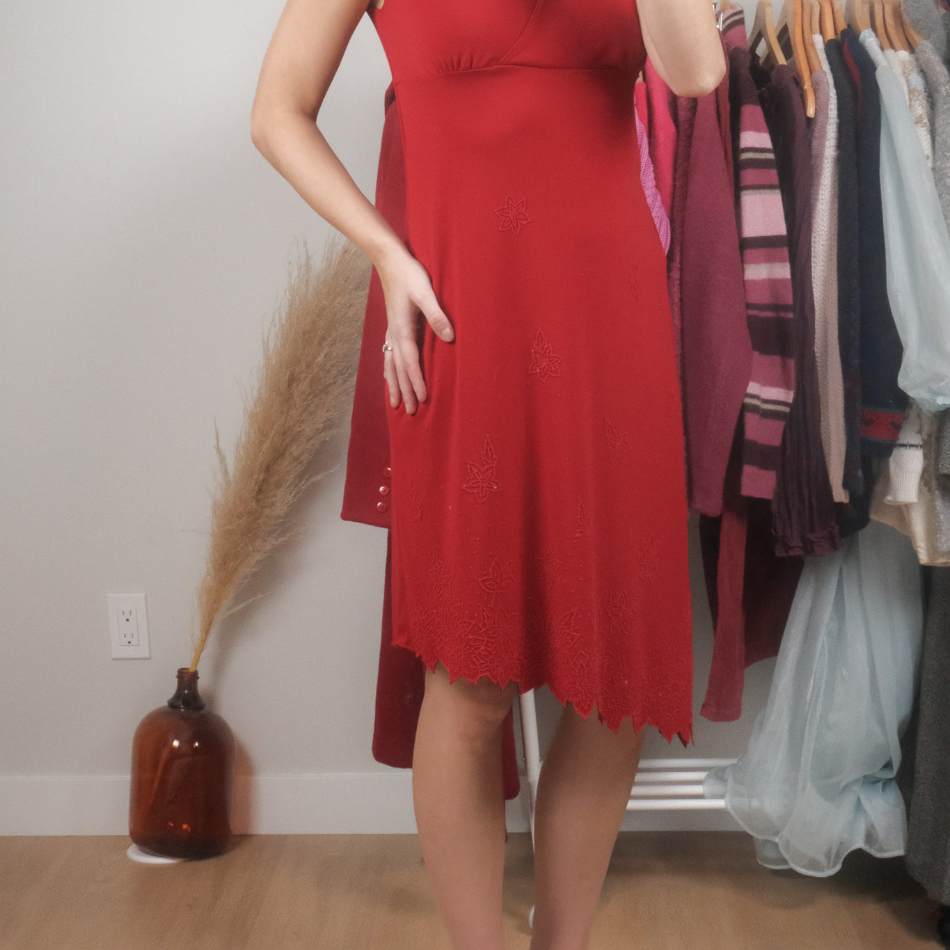 Vintage x Beaded/Sequin Asymmetrical Midi Dress (S)