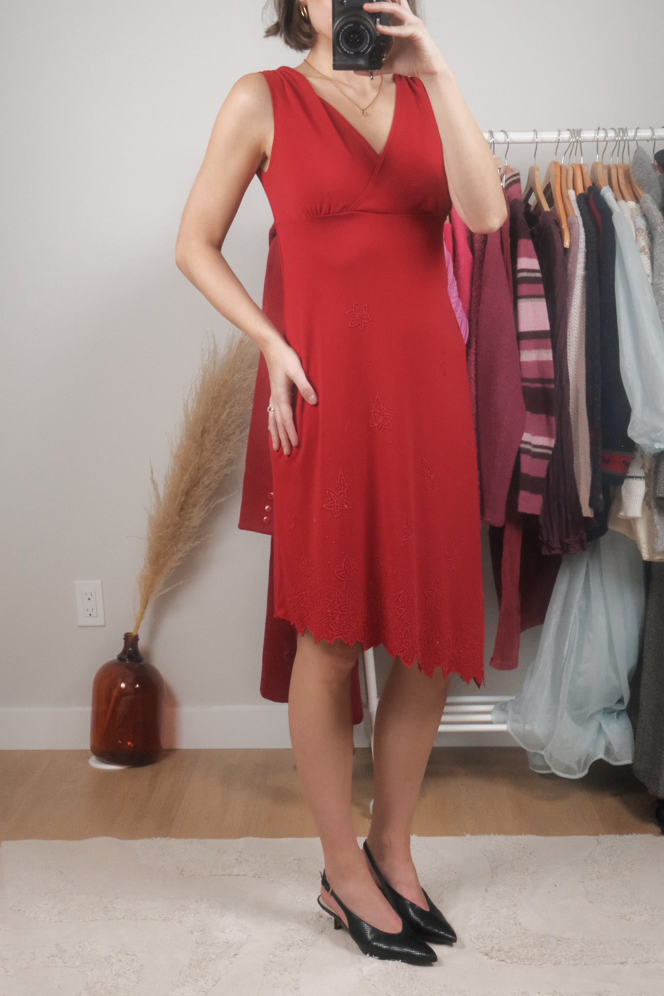 Vintage x Beaded/Sequin Asymmetrical Midi Dress (S)