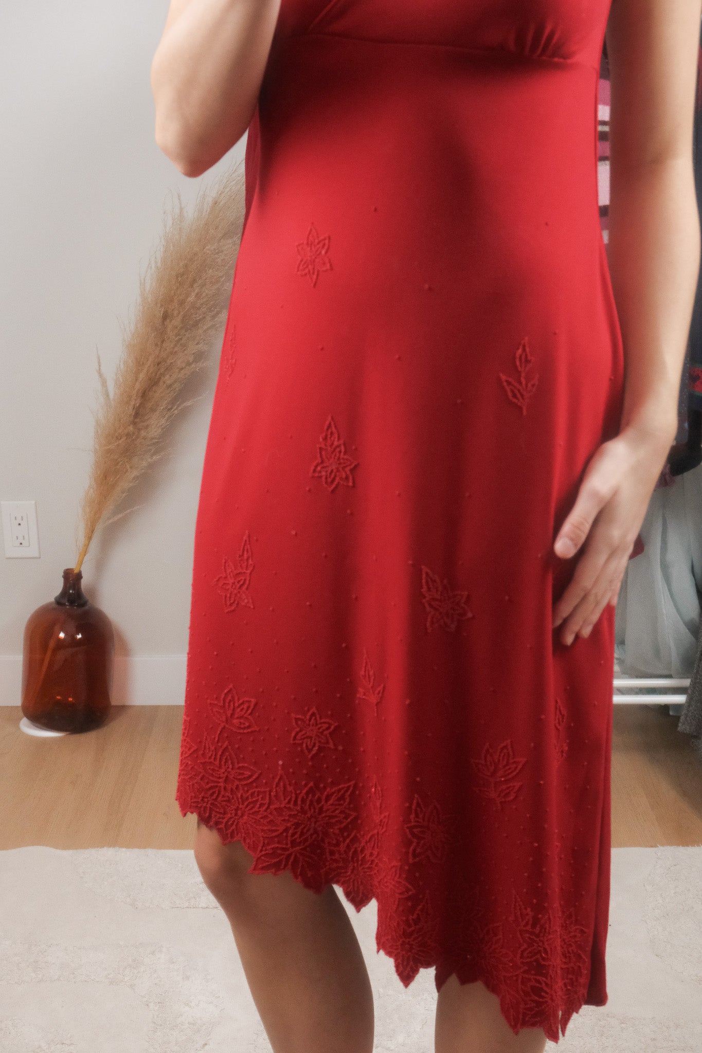 Vintage x Beaded/Sequin Asymmetrical Midi Dress (S)