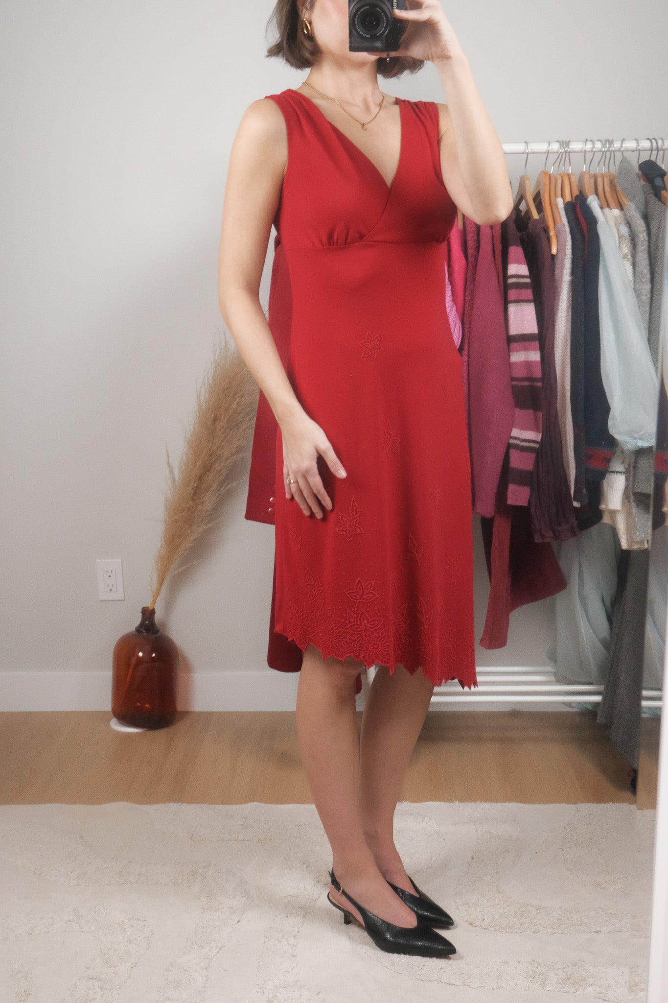 Vintage x Beaded/Sequin Asymmetrical Midi Dress (S)