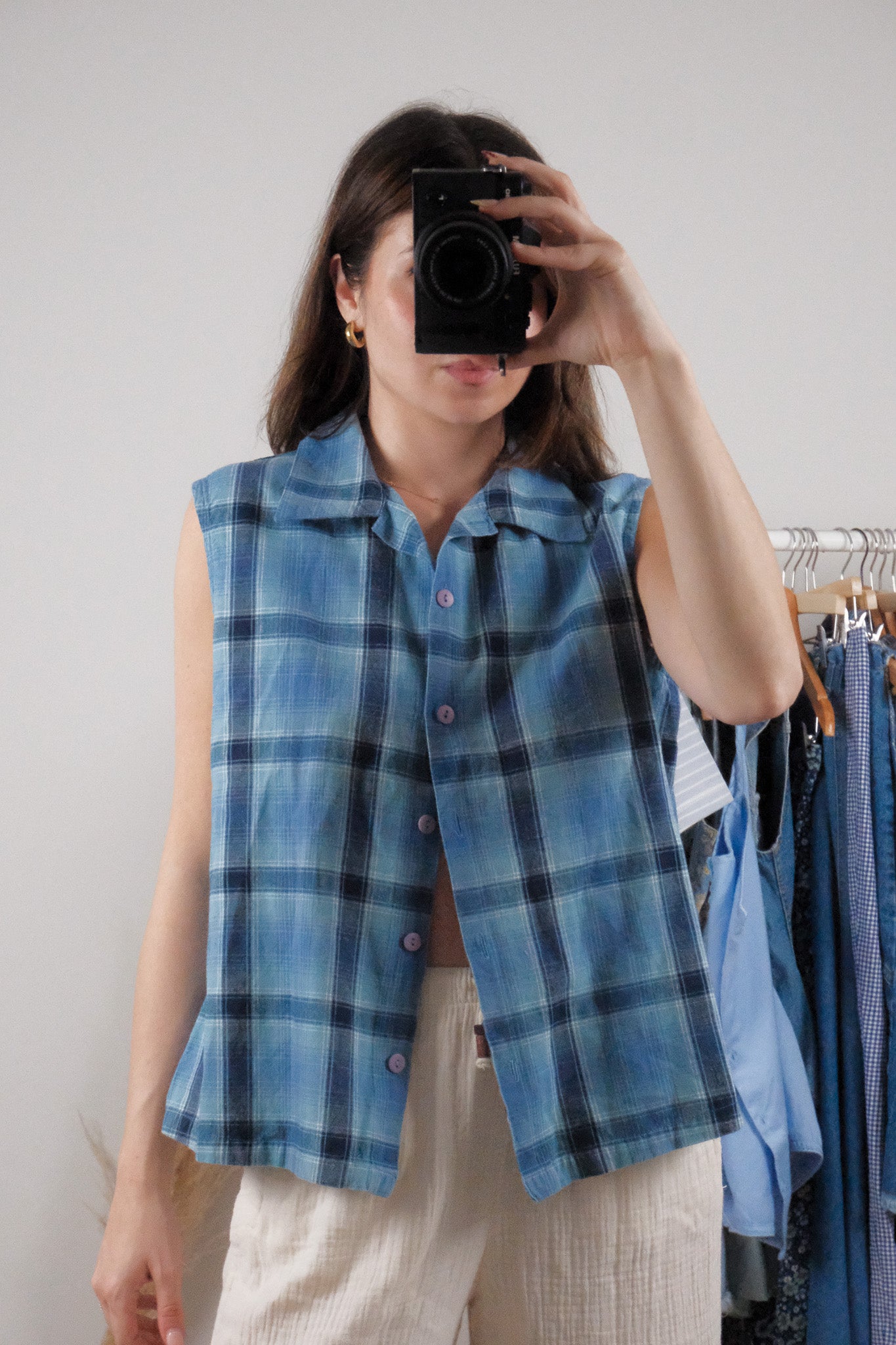 Vintage x Cotton Plaid Tank (L)