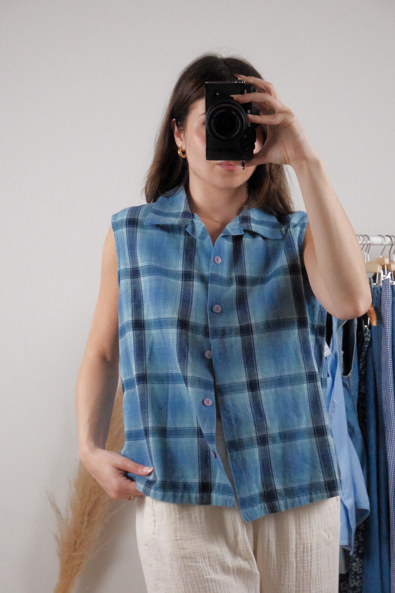 Vintage x Cotton Plaid Tank (L)