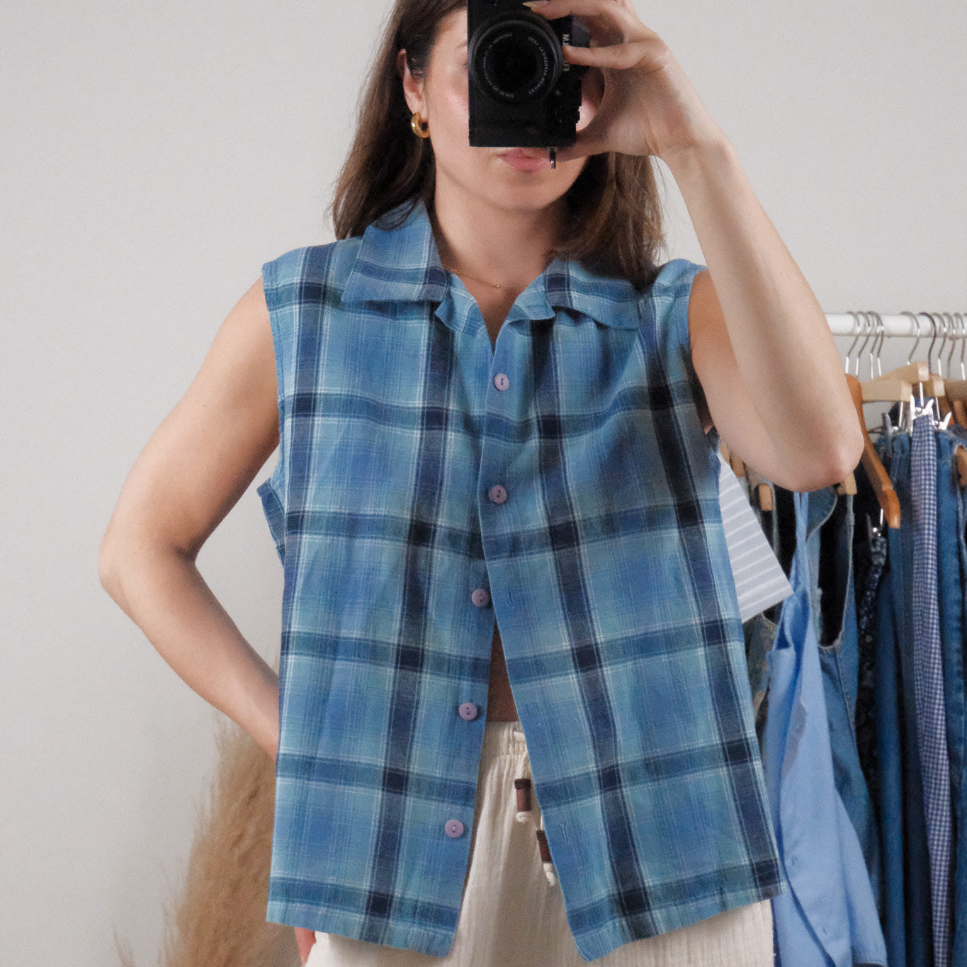 Vintage x Cotton Plaid Tank (L)