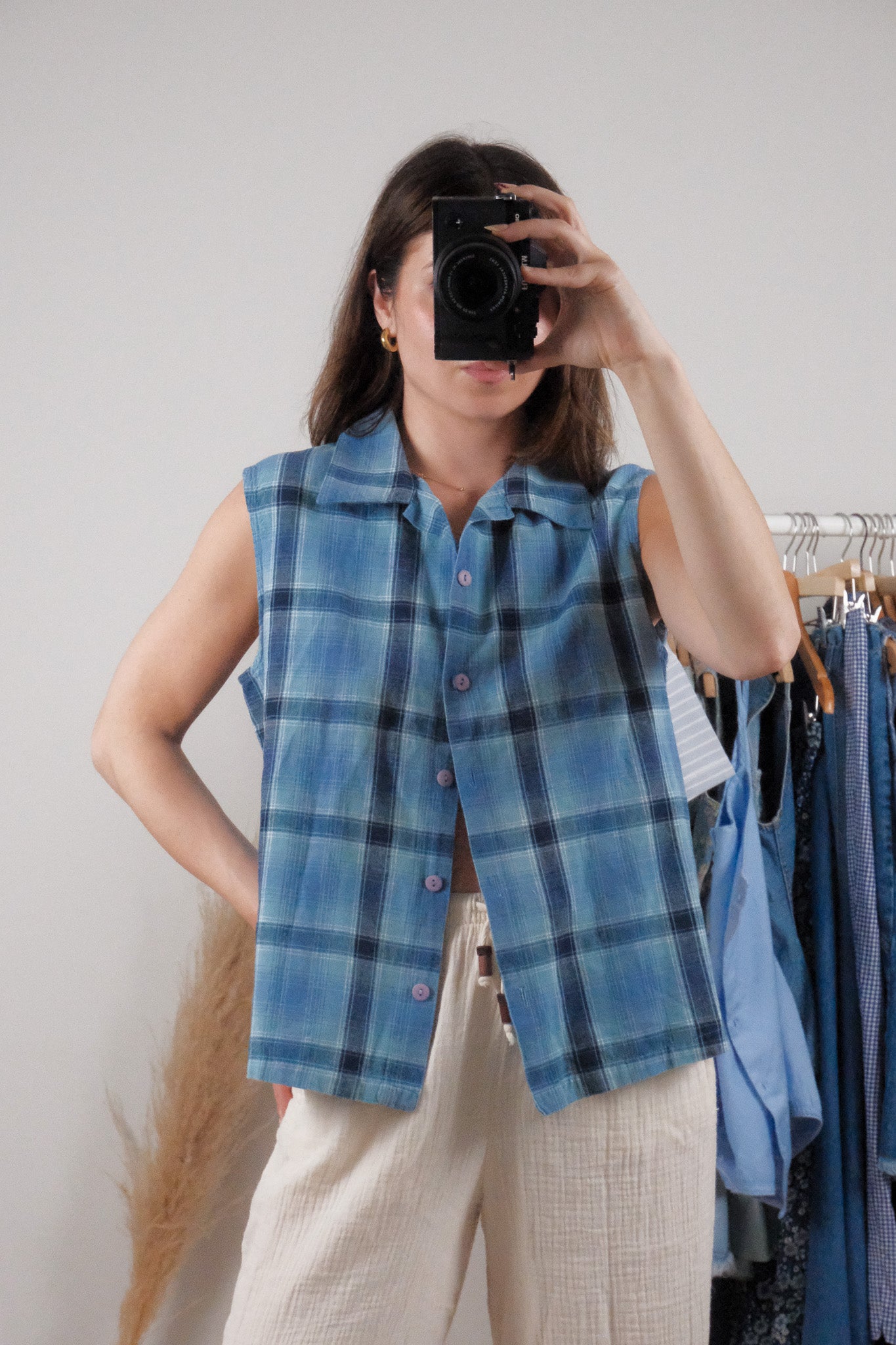 Vintage x Cotton Plaid Tank (L)