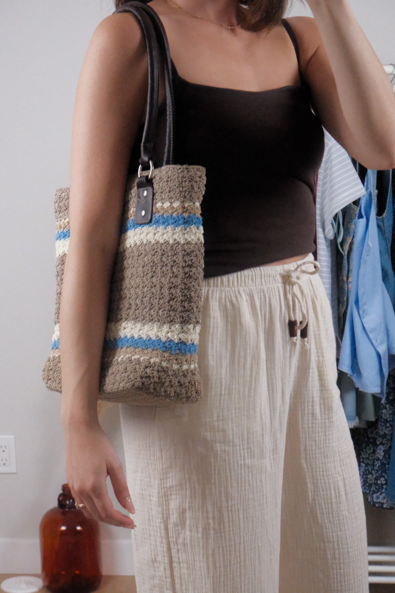 Vintage x Striped Woven Tote Bag