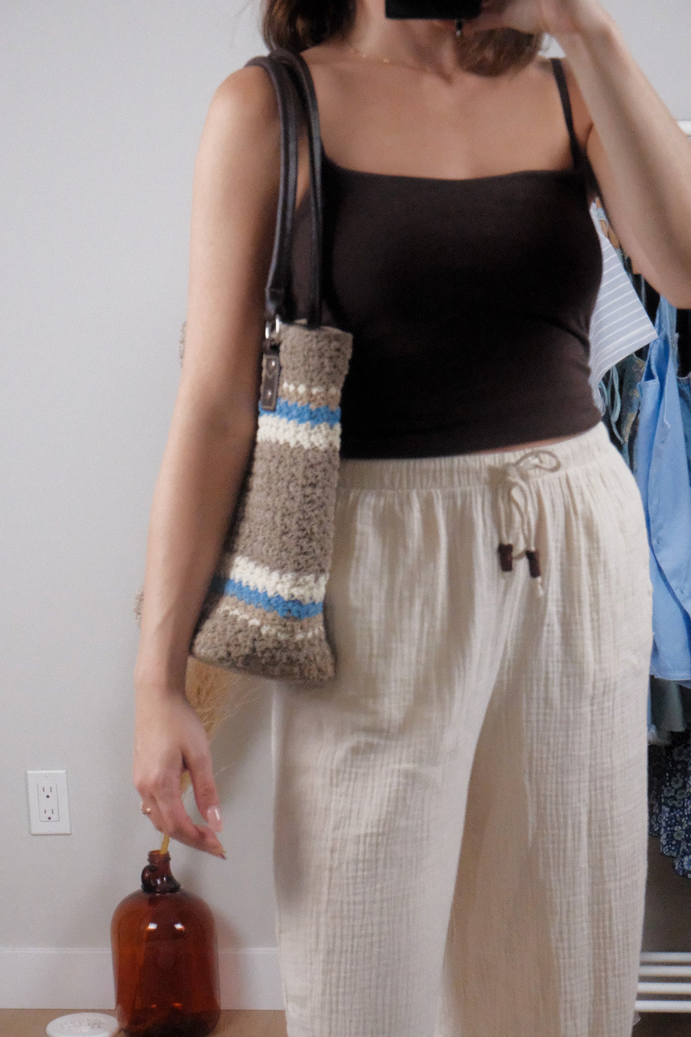 Vintage x Striped Woven Tote Bag