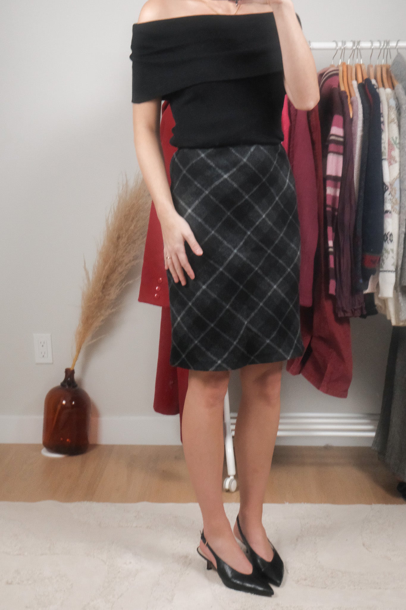 Made in Canada x Vintage x Wool Blend Plaid Midi Skirt (2)