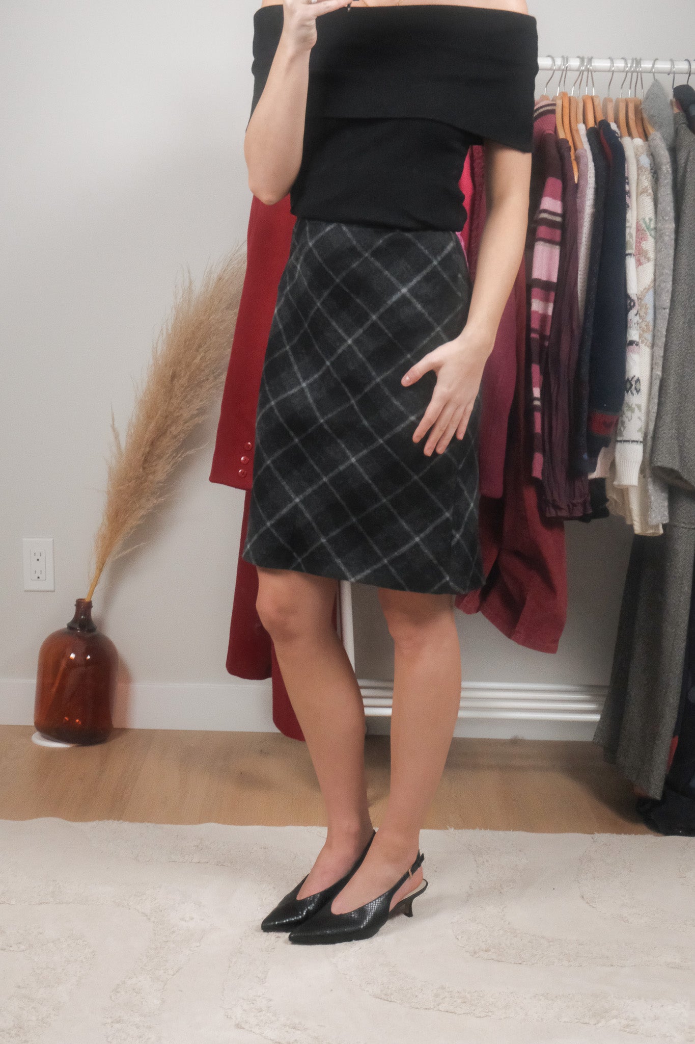 Made in Canada x Vintage x Wool Blend Plaid Midi Skirt (2)