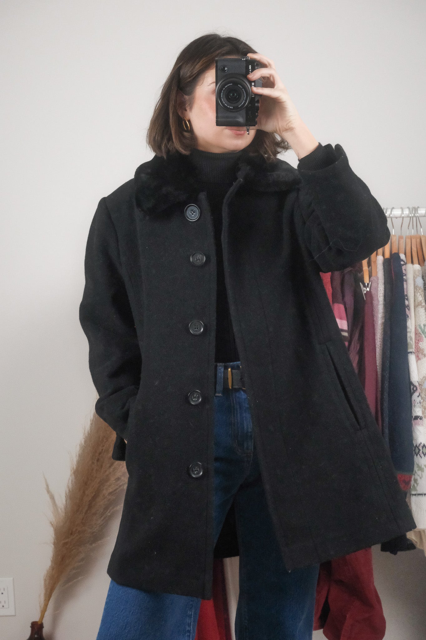 Vintage x Wool Blend Faux Fur Collar Jacket (10)