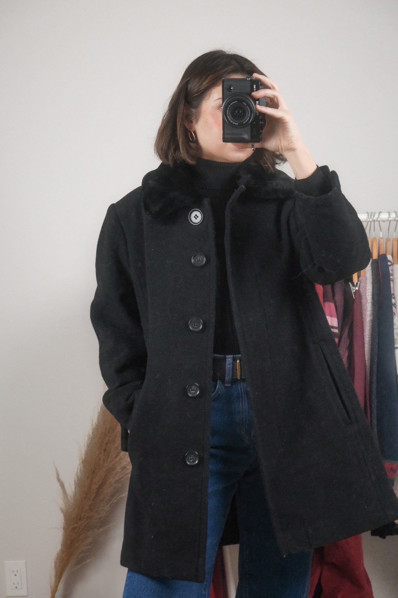 Vintage x Wool Blend Faux Fur Collar Jacket (10)