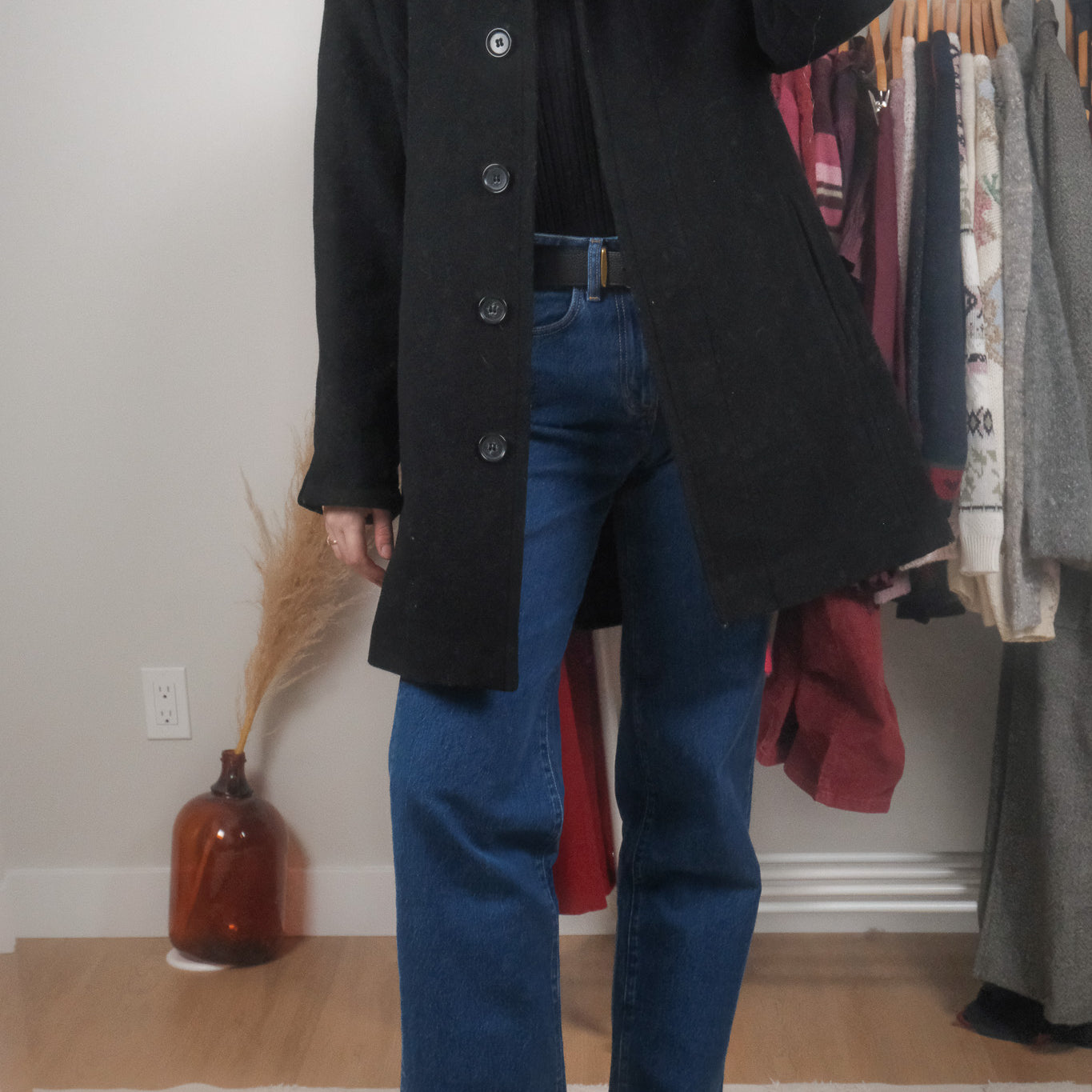 Vintage x Wool Blend Faux Fur Collar Jacket (10)