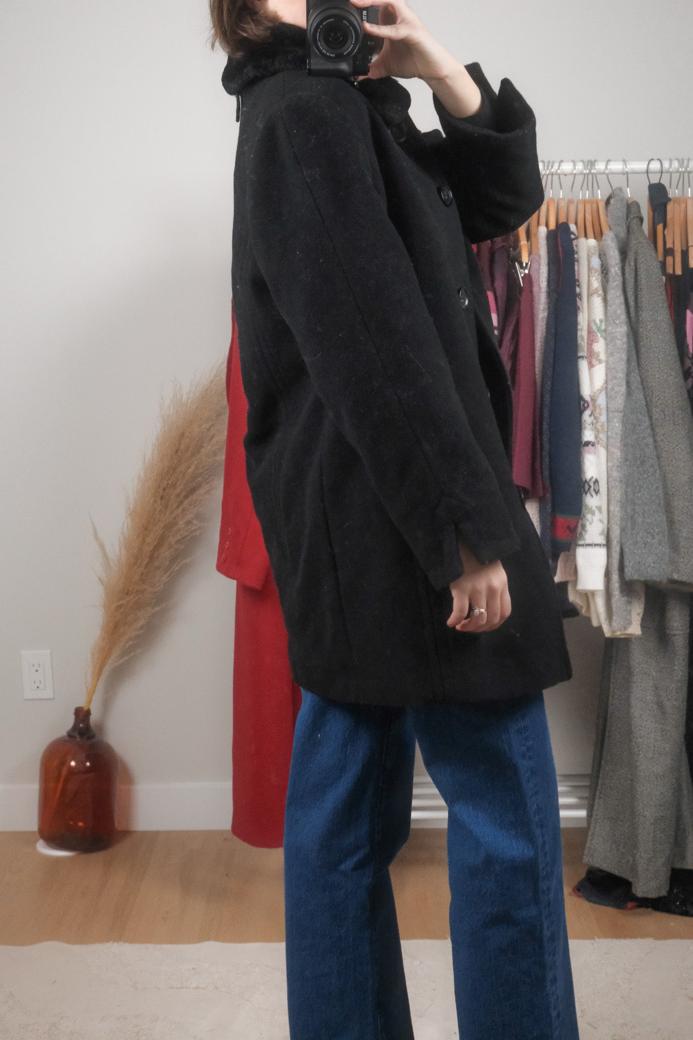 Vintage x Wool Blend Faux Fur Collar Jacket (10)