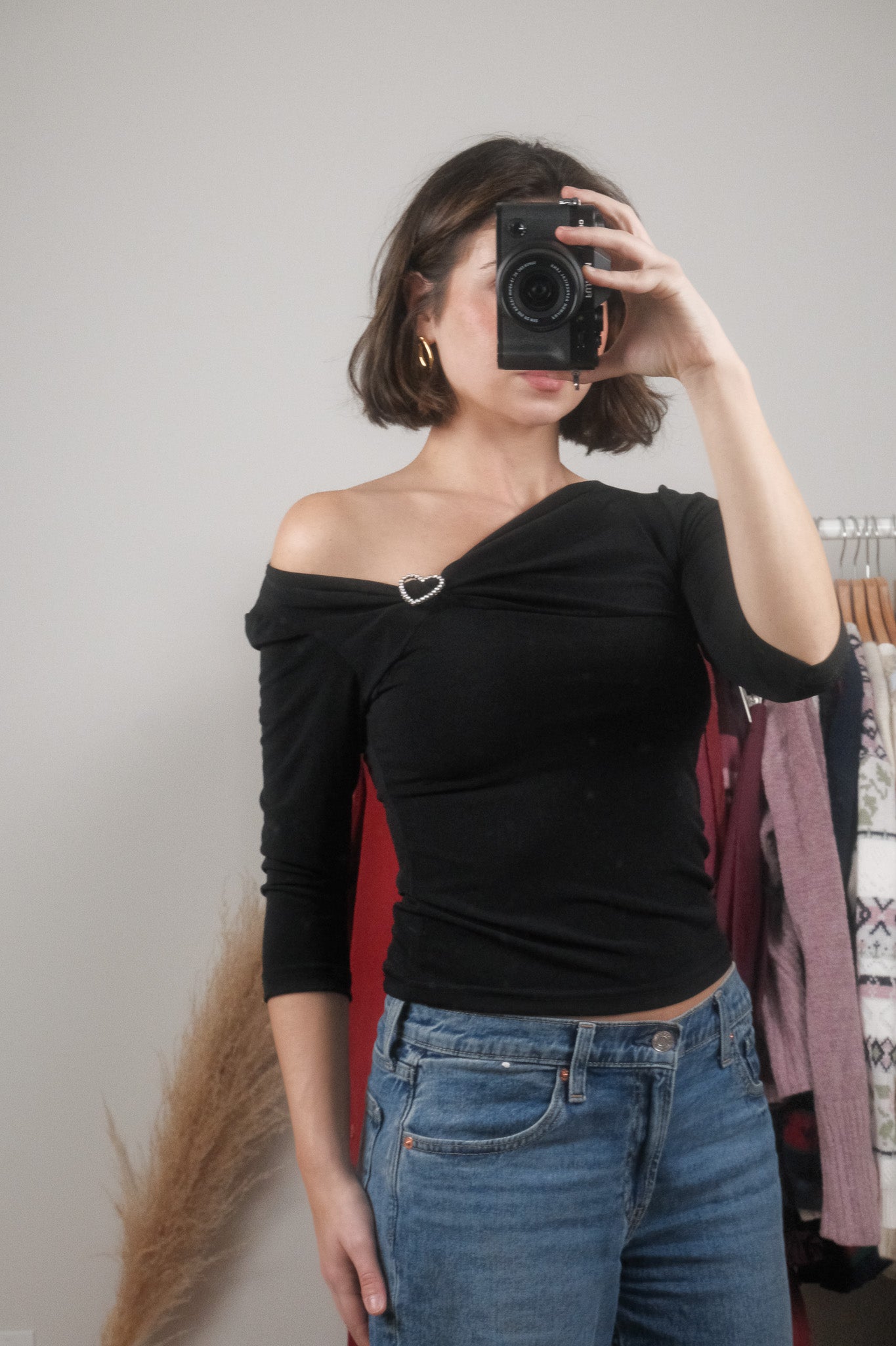 Made in Canada x Vintage x 3/4 Sleeve Heart Top (S)