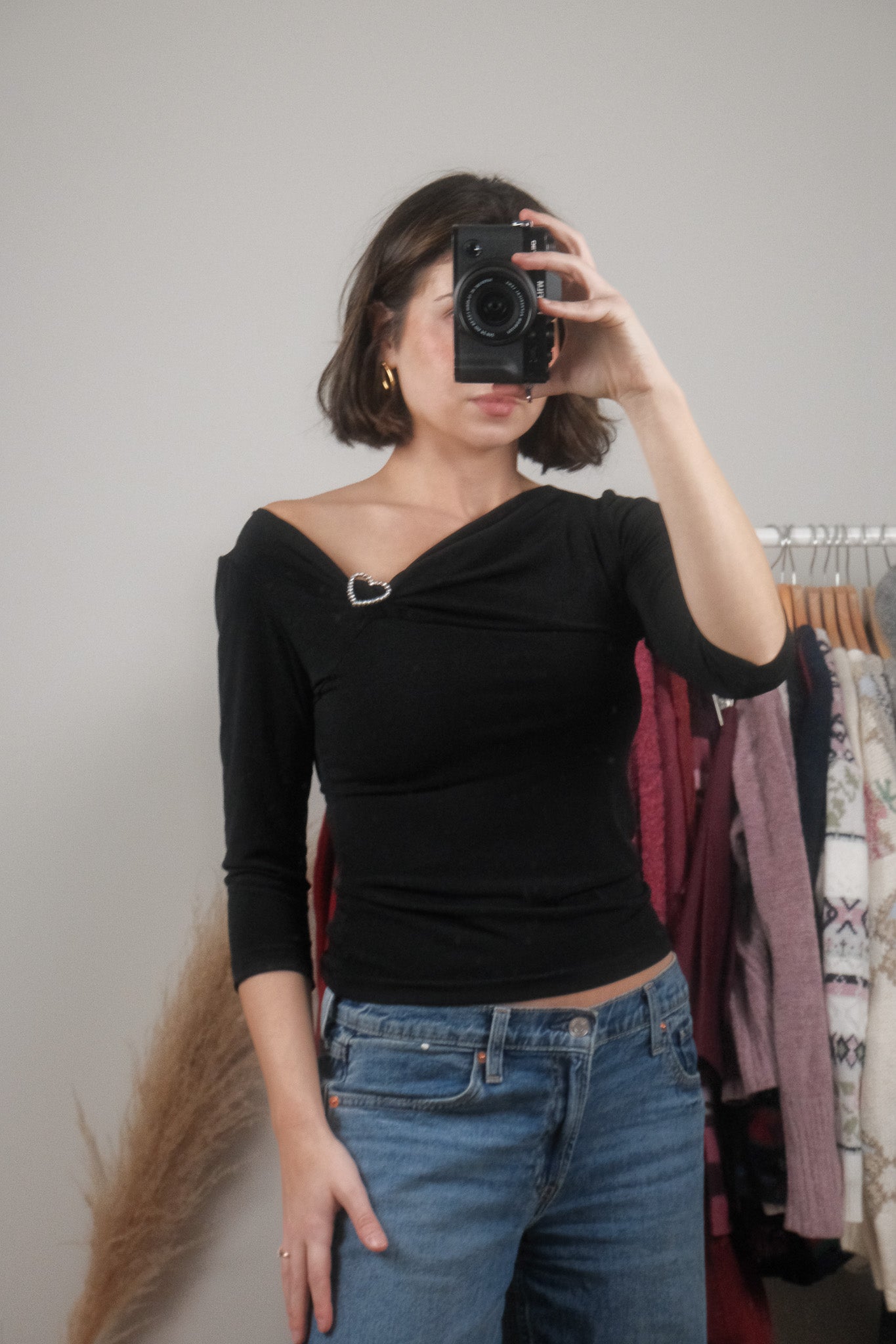 Made in Canada x Vintage x 3/4 Sleeve Heart Top (S)