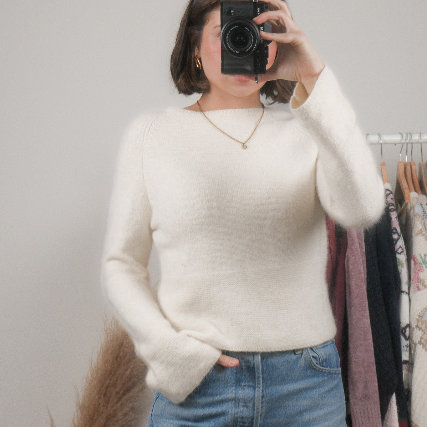 Vintage x Angora & Wool Bell Sleeve Sweater (S)