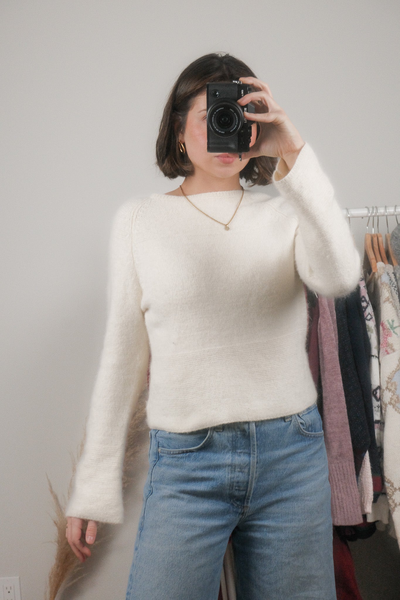Vintage x Angora & Wool Bell Sleeve Sweater (S)