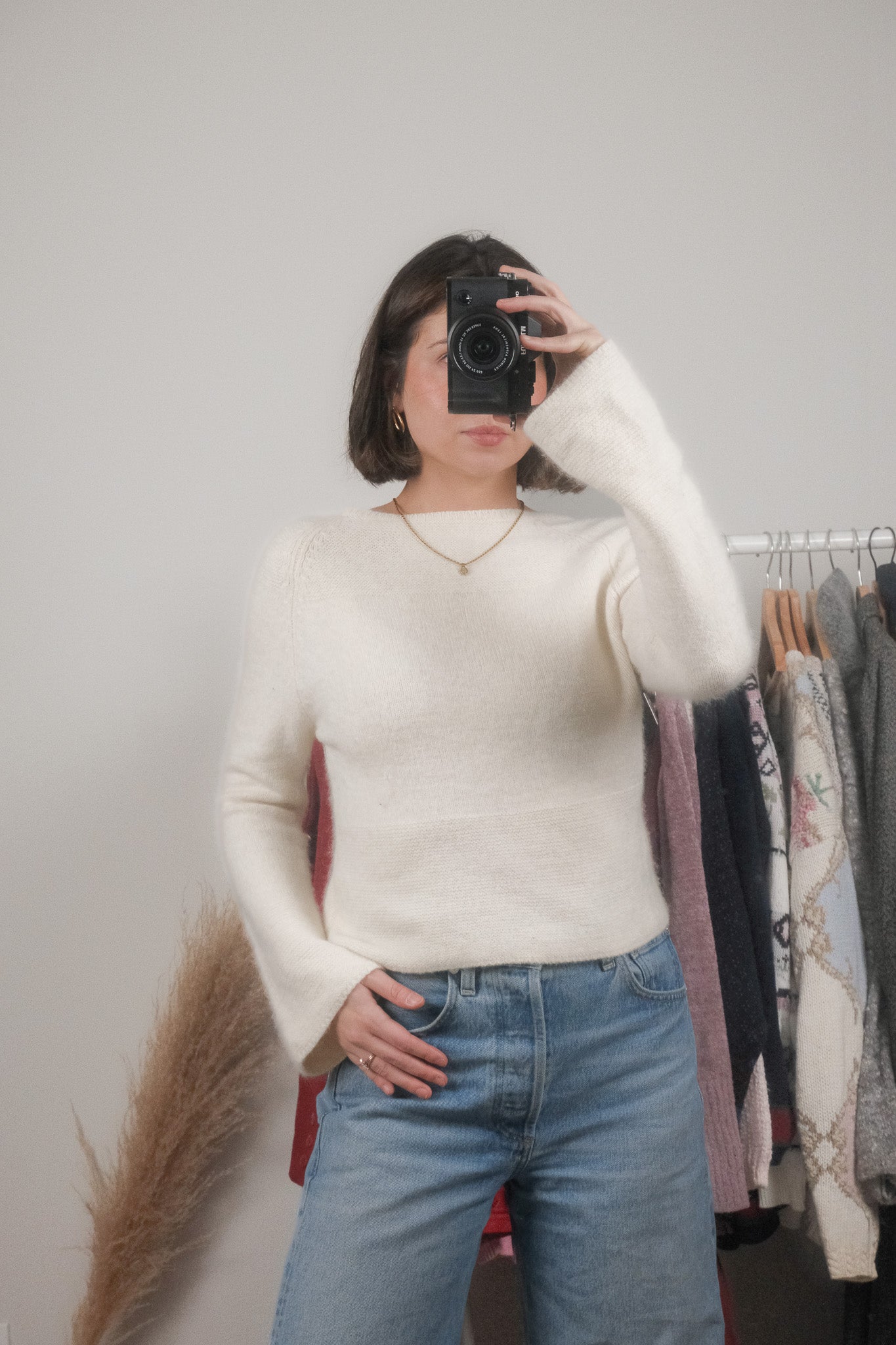 Vintage x Angora & Wool Bell Sleeve Sweater (S)